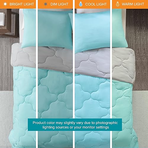 Miniatura 3 de Comfort Spaces Juego de edredón tamaño individual, edredón reversible elegante de cuadrilófilo, para todas las estaciones, juego de ropa de cama de