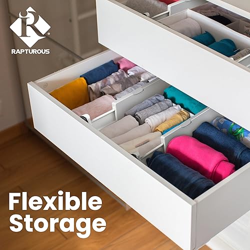 Miniatura 7 de RAPTUROUS Divisores para cajones ajustables, para ropa, tocador, cocina, oficina, agarre fuerte y resistente, extremos suaves, 4 pulgadas de alto,