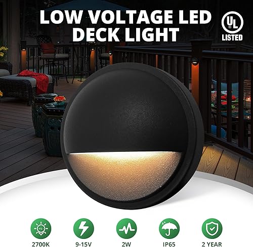 Miniatura 2 de GKOLED Luces de Poste de Cubierta de Bajo Voltaje, Accesorio de Iluminación LED para Paisajismo de Escalones de Escalera y Cerca, Luz de Aluminio