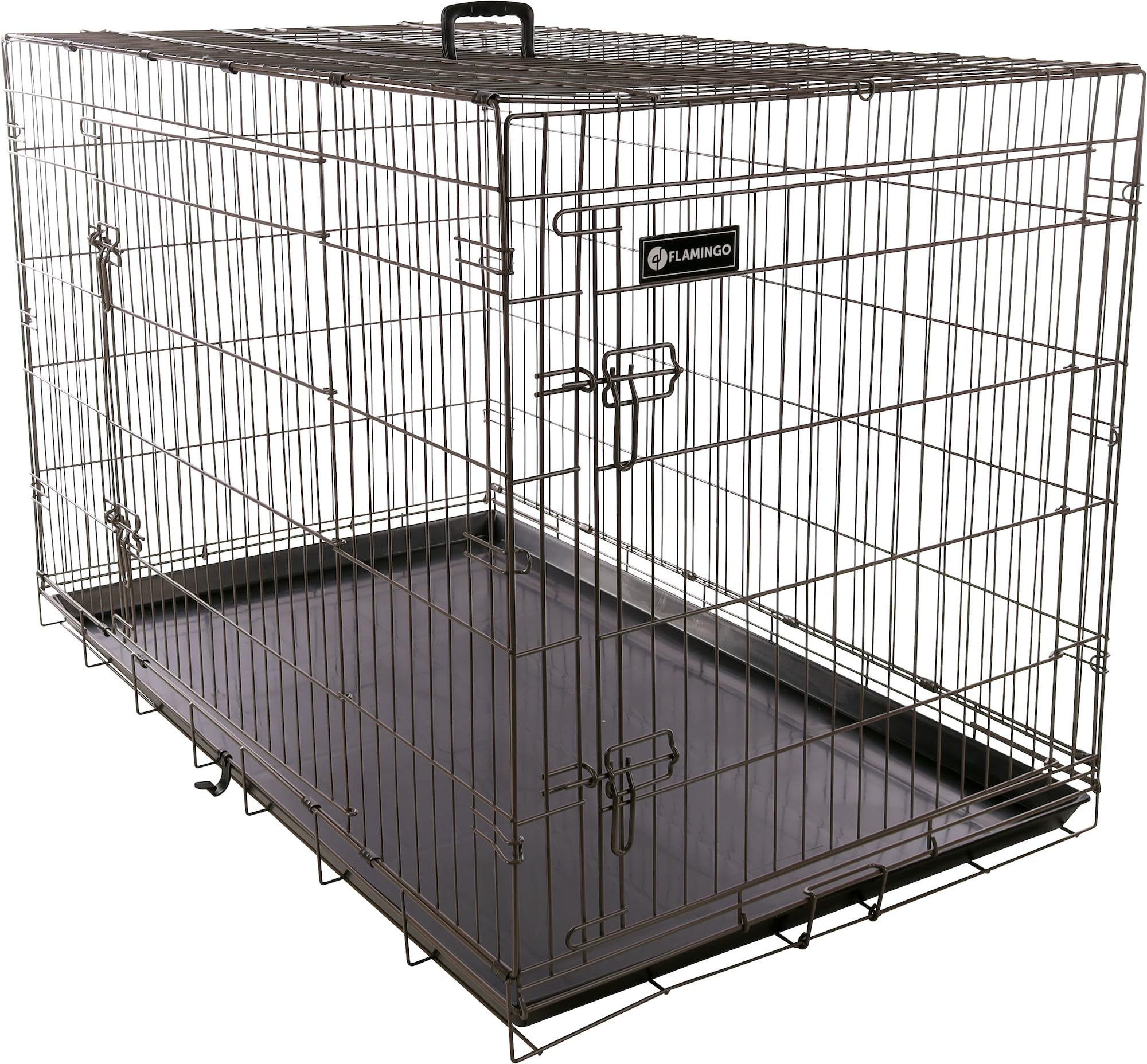 Flamingo Cage pour Chien Durable Ebo Taupe XXL - 124x76x83cm - Pliable en Fil métallique avec Plateau - Qualité superieur