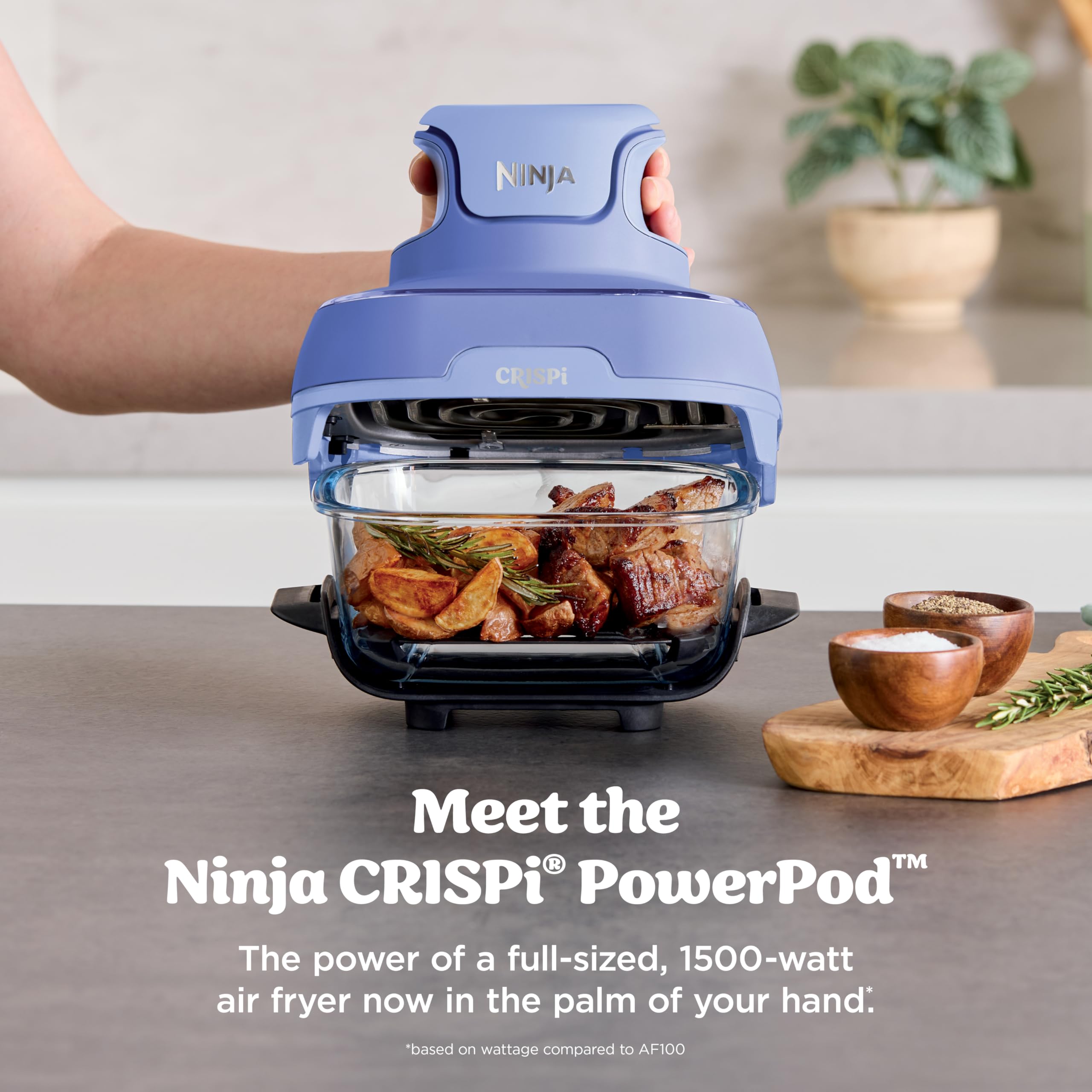Ninja Crispi Air Fryer, Microwave, Freezer & Dishwasher Safe, Non Toxic Glass Portable Cooking System, 4 QT & 6 Cup Glass Containers with Storage Lids, Easy Meals, Air Fry, Bake, Green, FN101SG