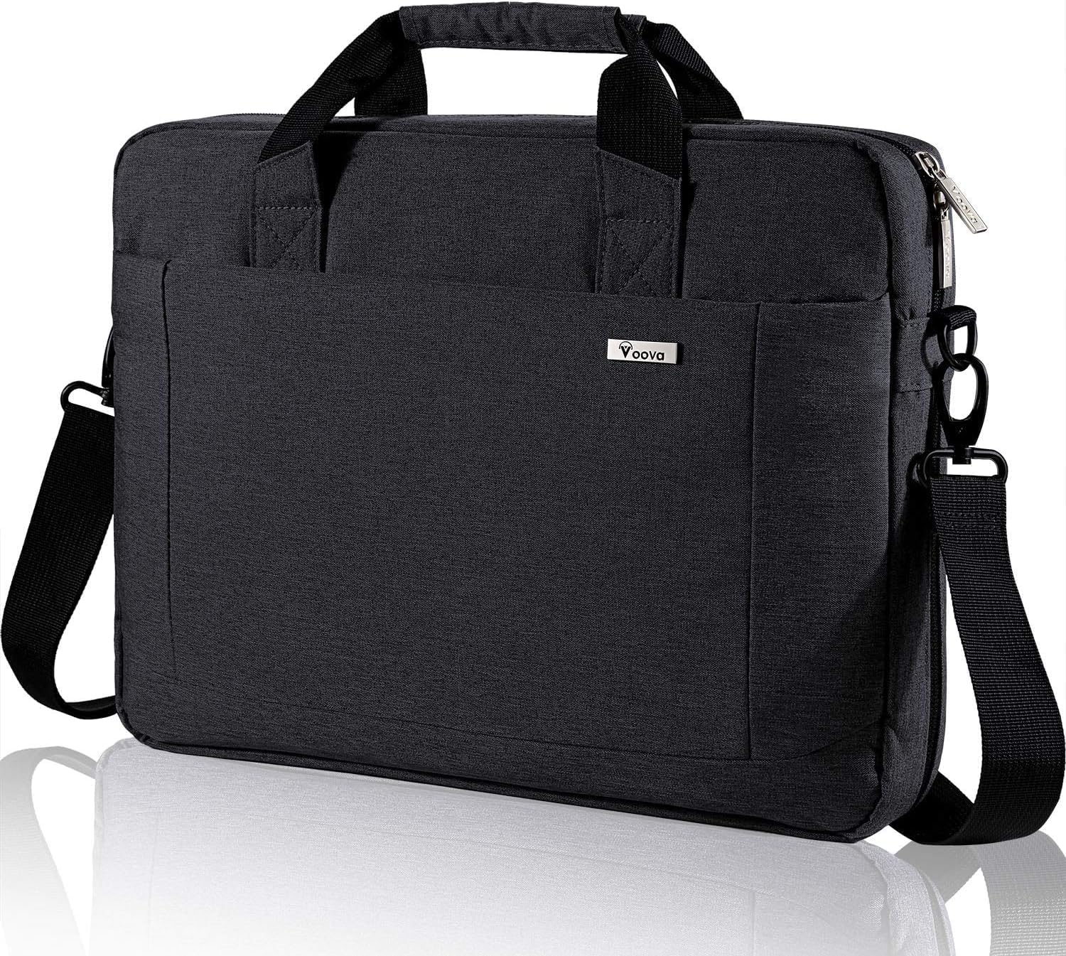 Voova Laptop Bag Case 15 15.6 16 Inch, Computer Sleeve Messenger Bag with Shoulder Strap Expandable Waterproof Business Briefcase for Men Women to Work Travel School, Fit 14-16 Inch Laptop, Black