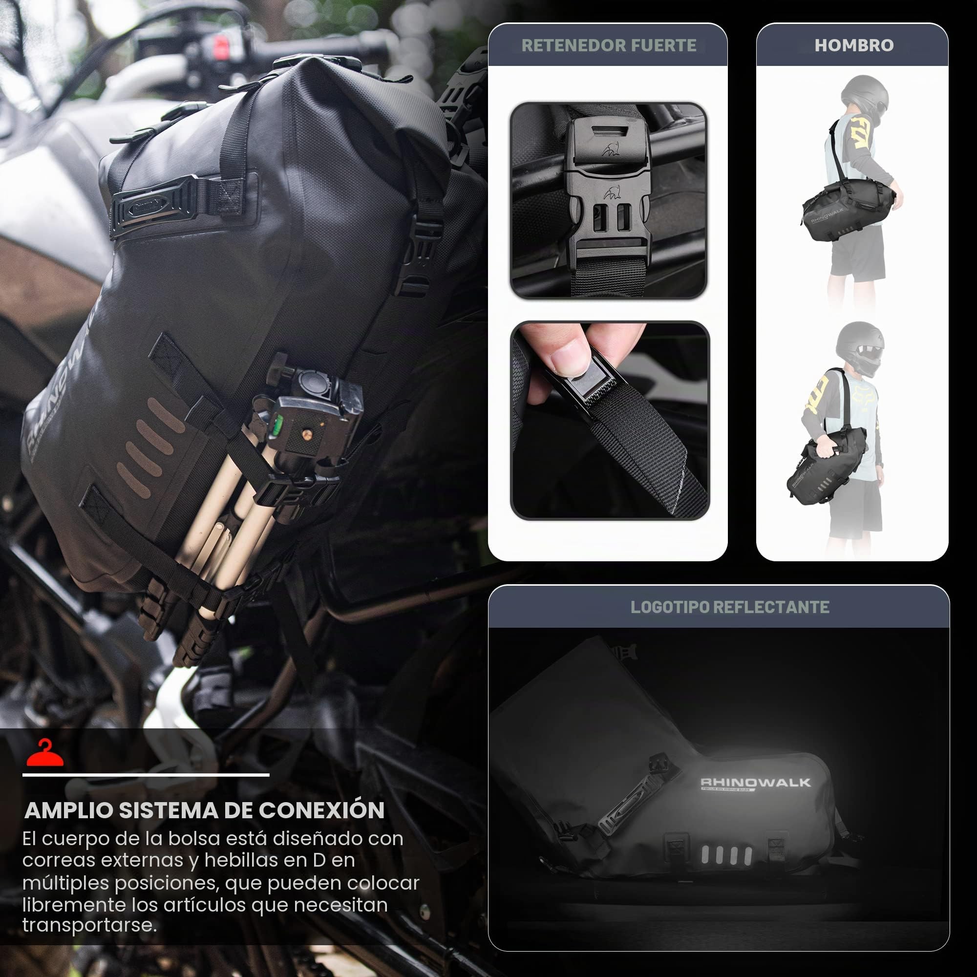 Rhinowalk Bolsa de sillín, Accesorio de Motocicleta Impermeable 28L (14L*2) Alforjas Laterales de Motor