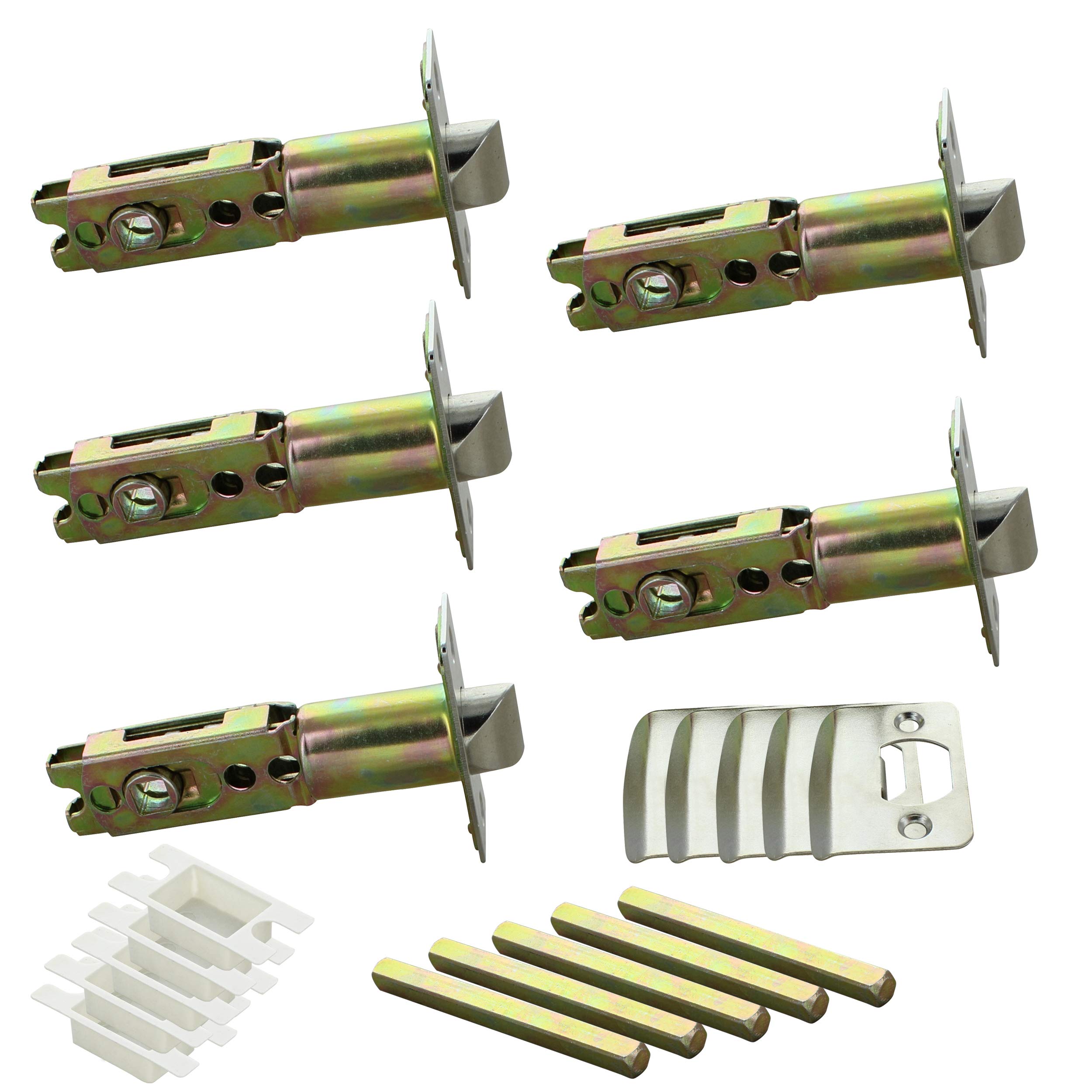 G Decor Polished Pack Of 5 X Adjustable Tubular Latch 60 To 70Mm Mortice Door Latch