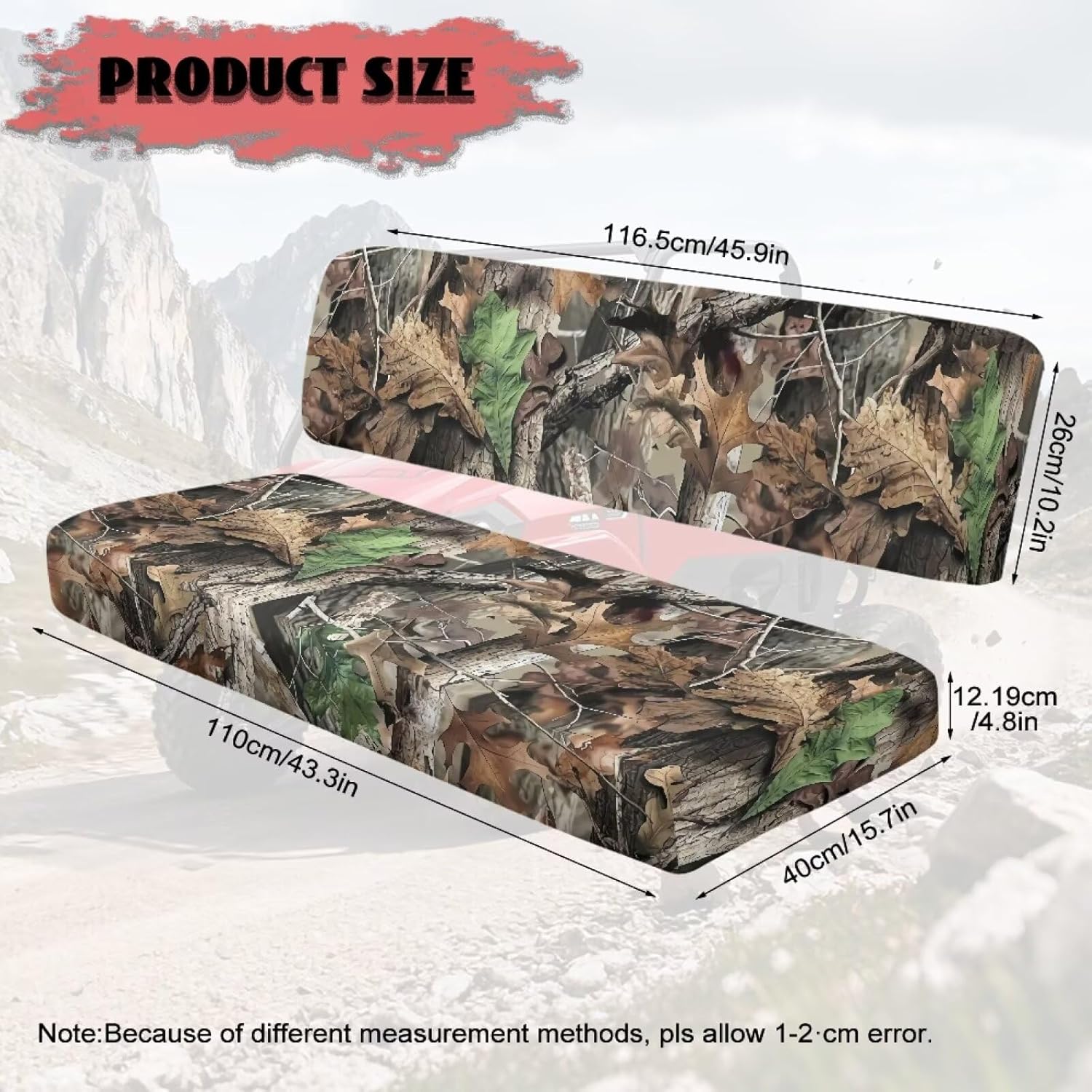 Camo Hunting Forest UTV Seat Cover Full Protection Mule Bench Seat Cover Easy Installation UTV Accessories Anti-Scratch Compatible with Kawasaki Mule 4010