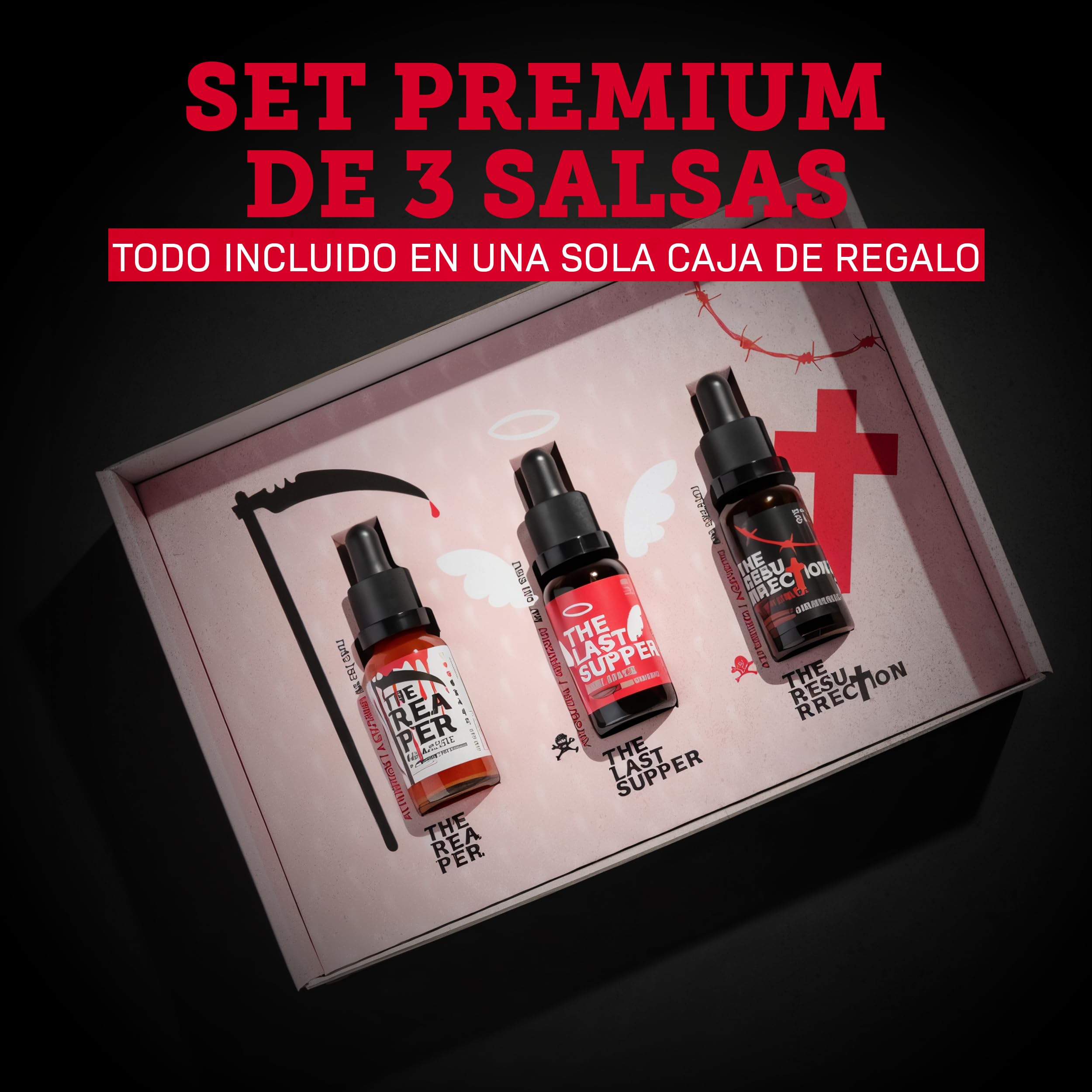 I LOVE SPICY The End Estuche 3 Salsas Picantes Extremas 3x20ml Carolina Reaper Trinidad Scorpion Regalo Gourmet