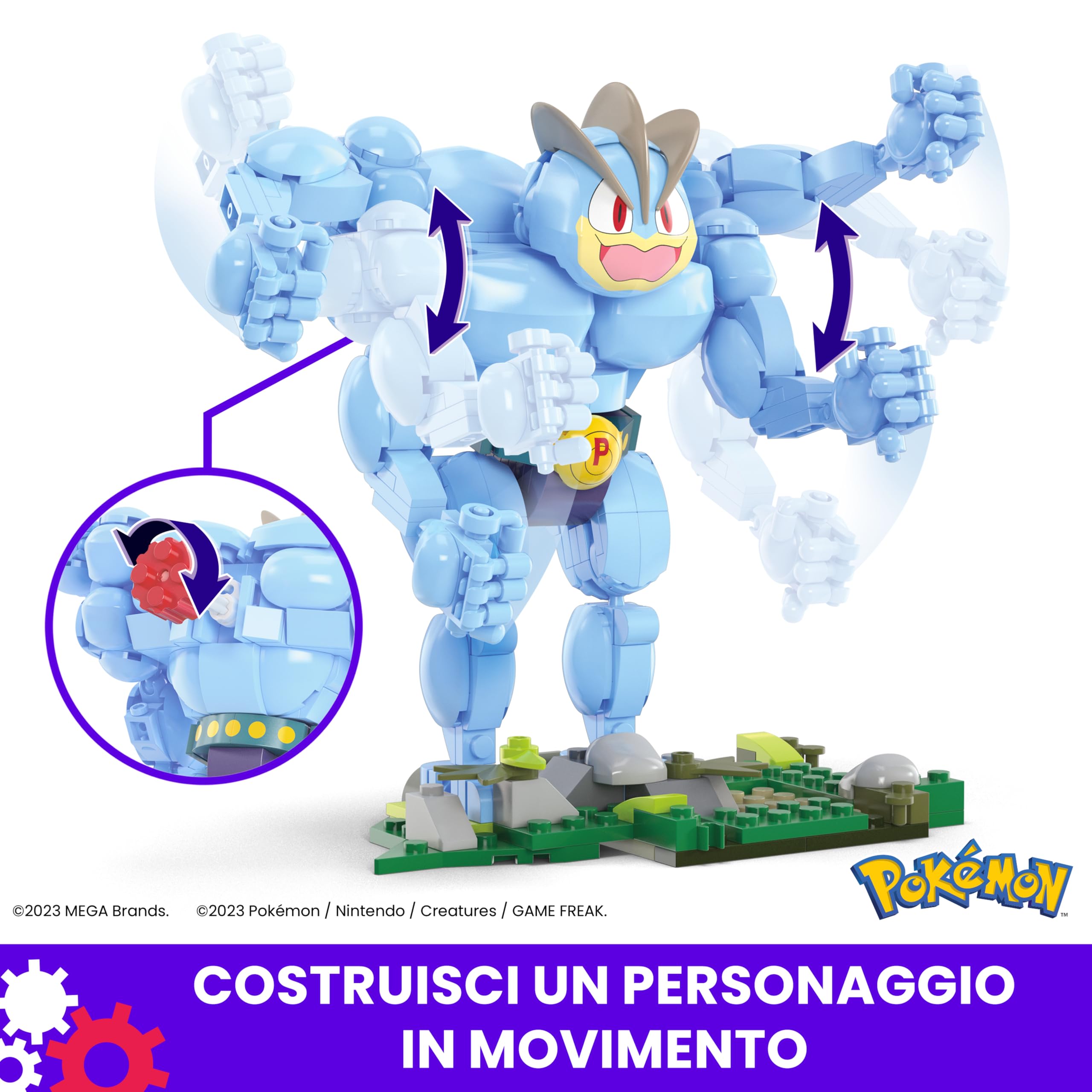 MEGA Pokémon - Machamp, personaggio da costruire con 401 pezzi, Pokémon snodato con articolazione completa, da esporre e collezionare, giocattolo per bambini, 8+ anni, HTH70