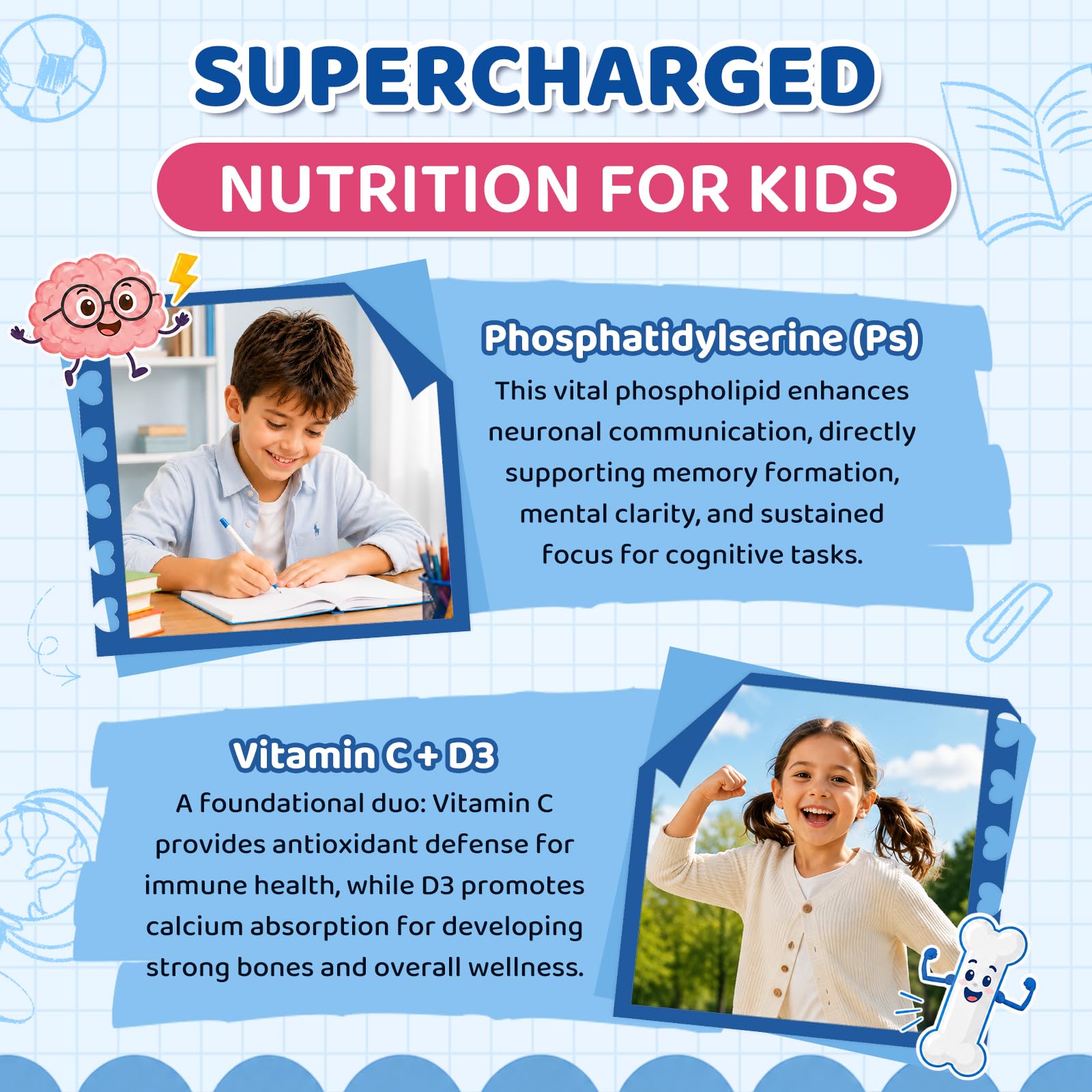 Kids Focus and Attention Supplements with Phosphatidylserine, Magnesium Glycinate, L-Threonate, Omega-3, L-Theanine & multivitamin - Kids ADHD Brain Liquid Drops - for Memory, Cognitive, Calm & Mood — Amazon image 4