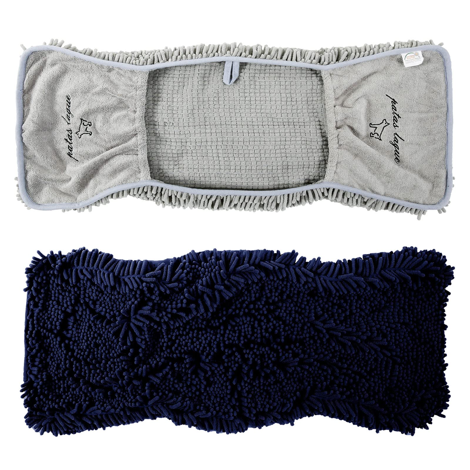 Patas Lague Paquete de 2 toallas absorbentes de lujo para perro, (35 x 15 pulgadas), microfibra extra grande, secado rápido, con bolsillos para las manos, toalla para mascotas para perros y gatos