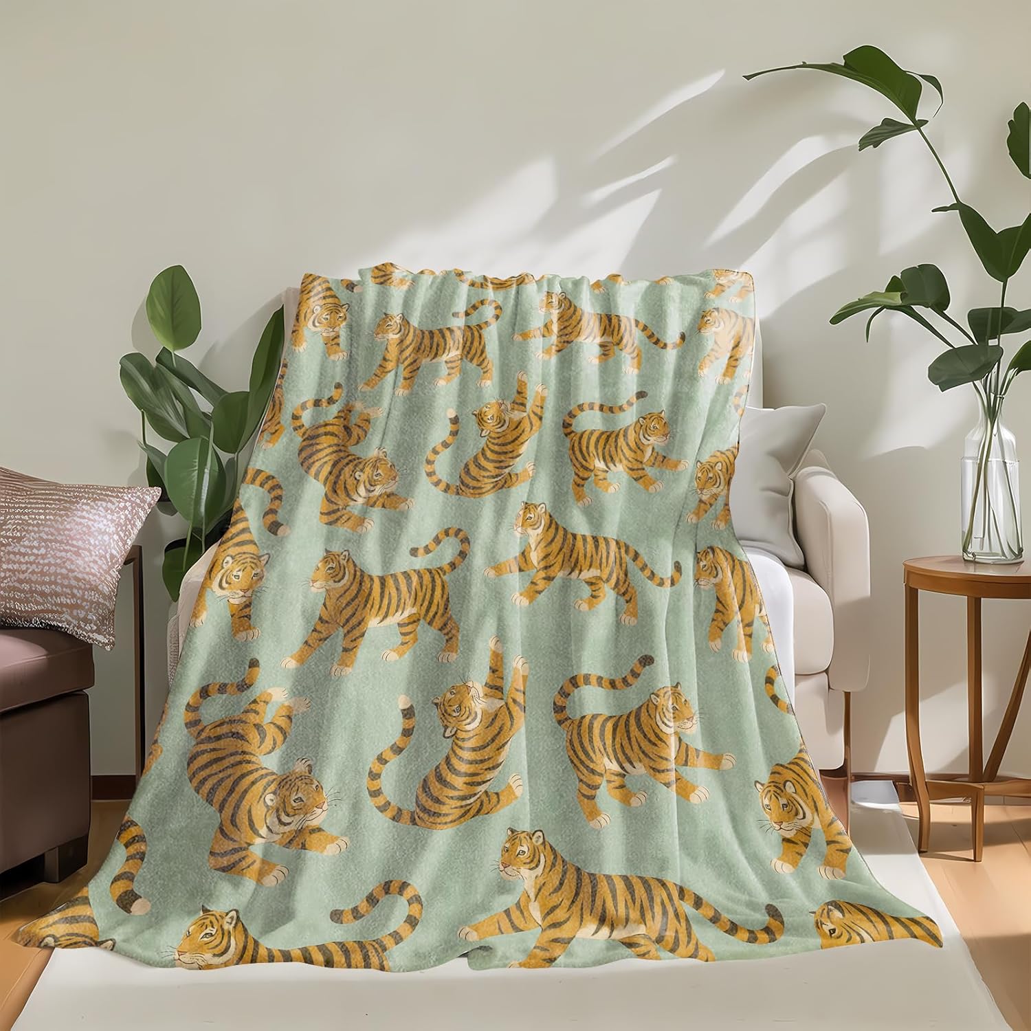 Playful Tiger Blanket Soft Lightweight Flannel Throw Blanket for Living Room Bedding Travel Home Decor Cozy 50x60 Inch Blankets Gifts for Adults Kids Women Men - Image 2