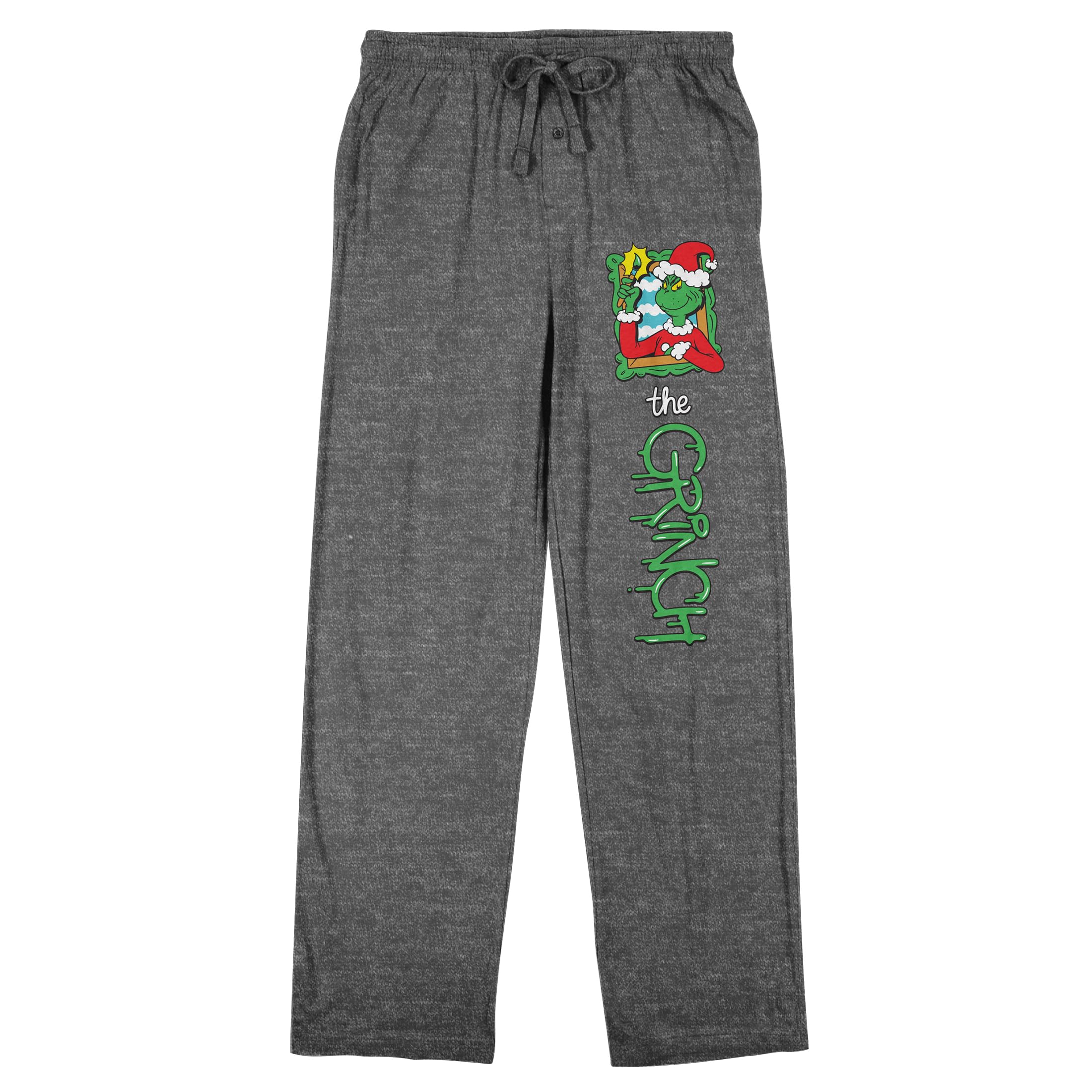 The Grinch Classic Character Logo on Athletic Heather Gray Adult Sleep Pant