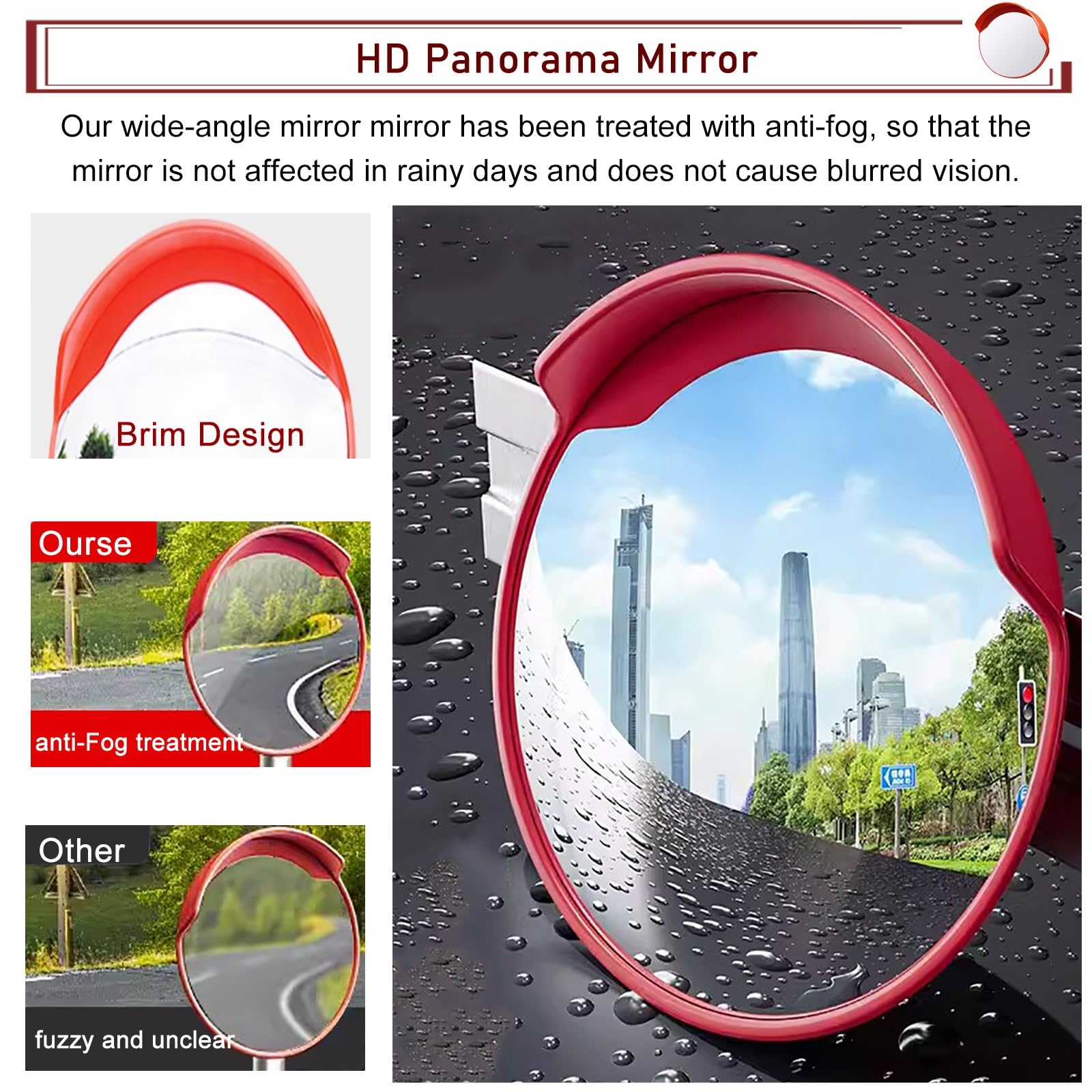 Miroir De Sécurité Convexe 30cm - Grand Angle 130° Pour Garages, Parkings Et Angles Morts