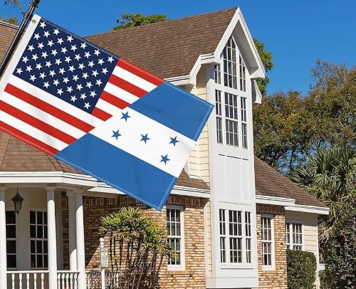 Miniatura 5 de Bandera de Honduras de Estados Unidos de 3 x 5 pies, gran pancarta hondureña de Estados Unidos 150D para exteriores, decoración de impresión de