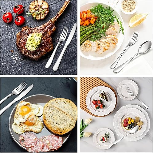 Miniatura 5 de Juego de Cubiertos, SANTUO Juego de Cuchillos Cucharas y Tenedores de Acero Inoxidable para el Hogar, Cocina y Restaurante, Pulido Espejo y Apto