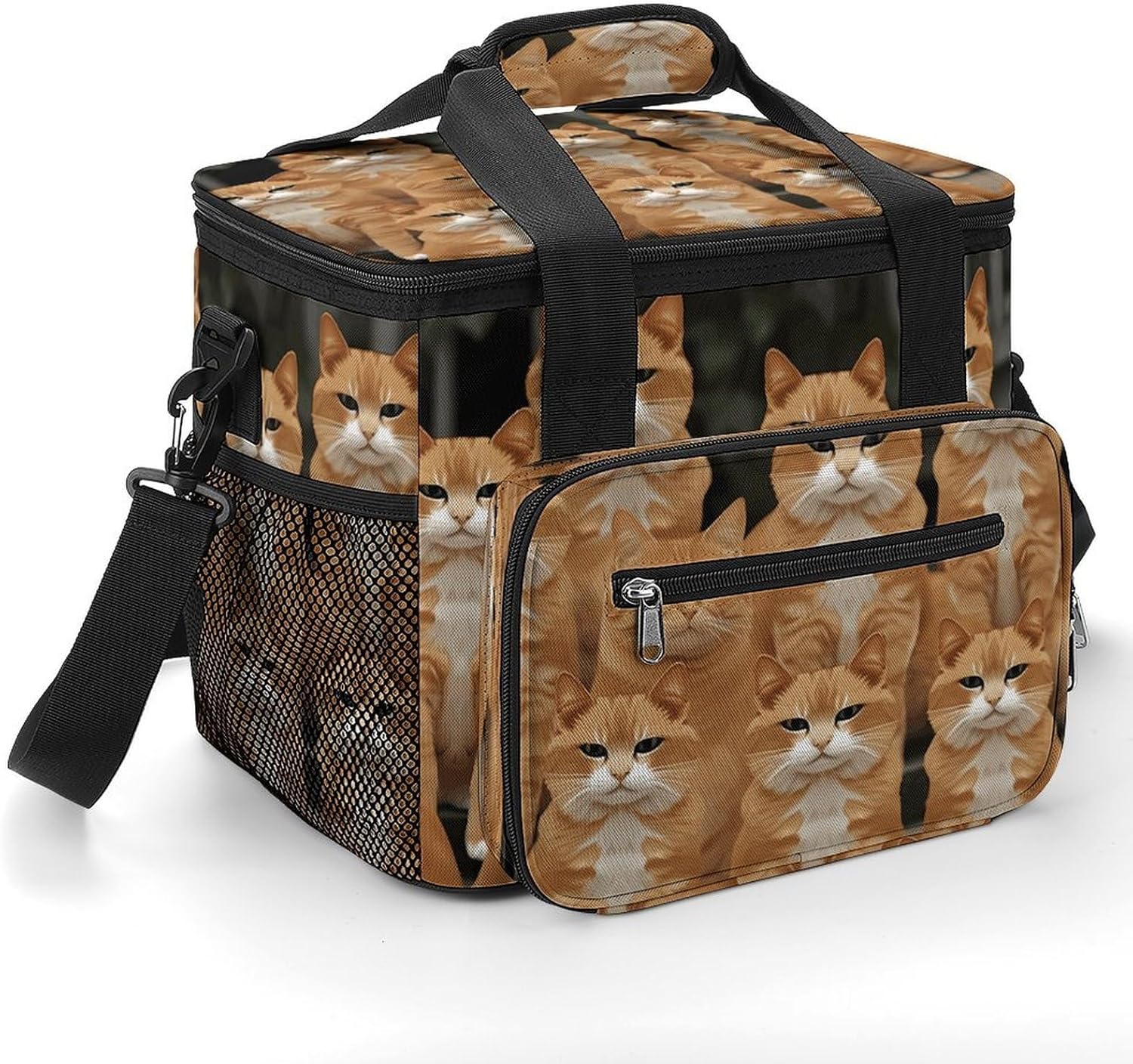 Orange Cats Cooler Bag Portable Insulated Lunch Bags Leakproof Ice Chest Large Capacity Soft Cooler Tote for Picnic Camping Work Travel Keep Food Drinks Fresh 22.5L