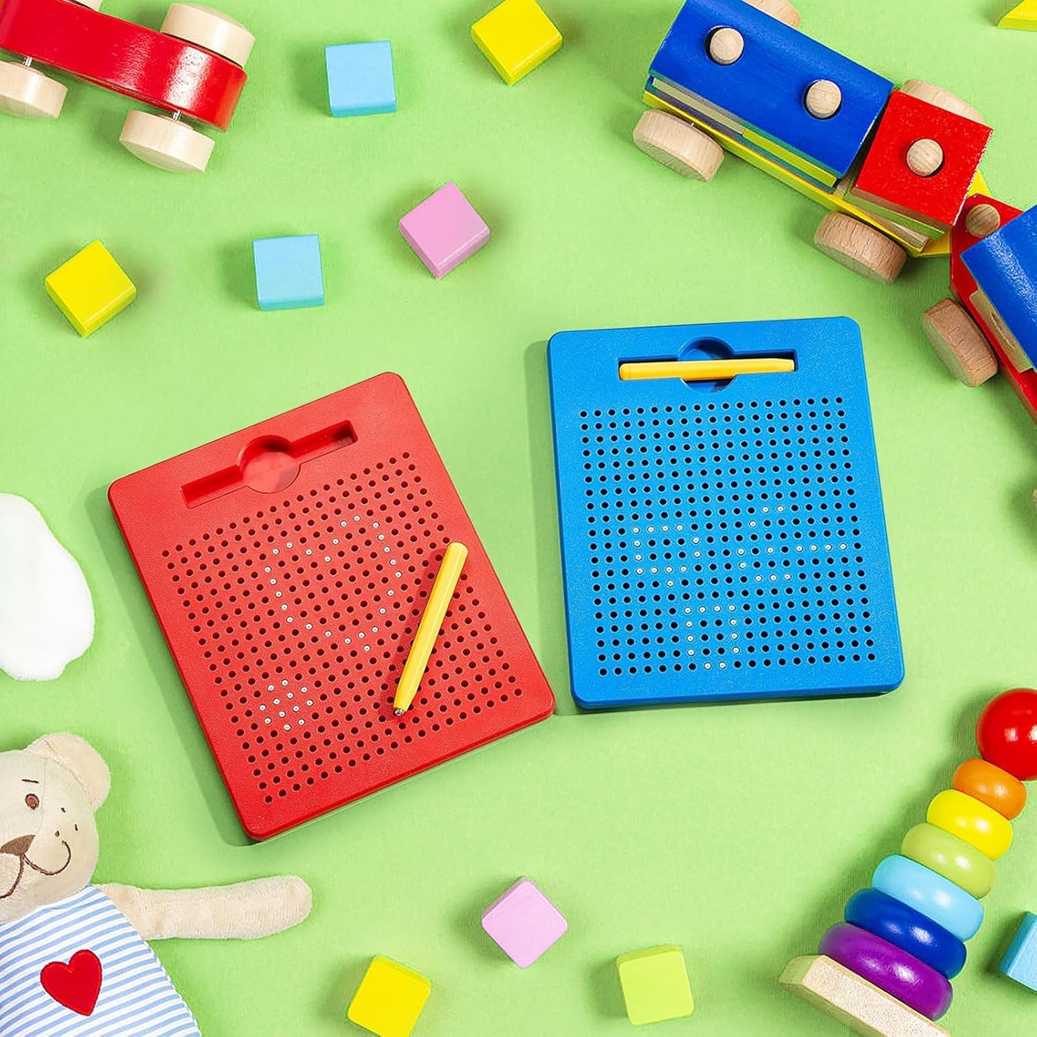 2 magnetyczne deski kreślarskie, magnetyczna kula stalowa deska kreślarska z długopisem, mała magnetyczna taca do rysowania dla dzieci, zabawka edukacyjna dla dzieci od 3 lat