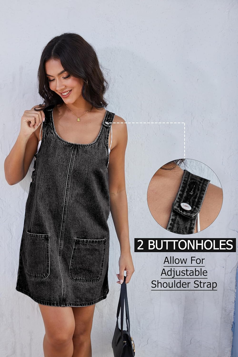 Jumppmile Women's Denim Overall Dress Jean Jumper with Adjustable Straps Pockets Effortless Daily Wear for Spring Summer Fall - Image 4