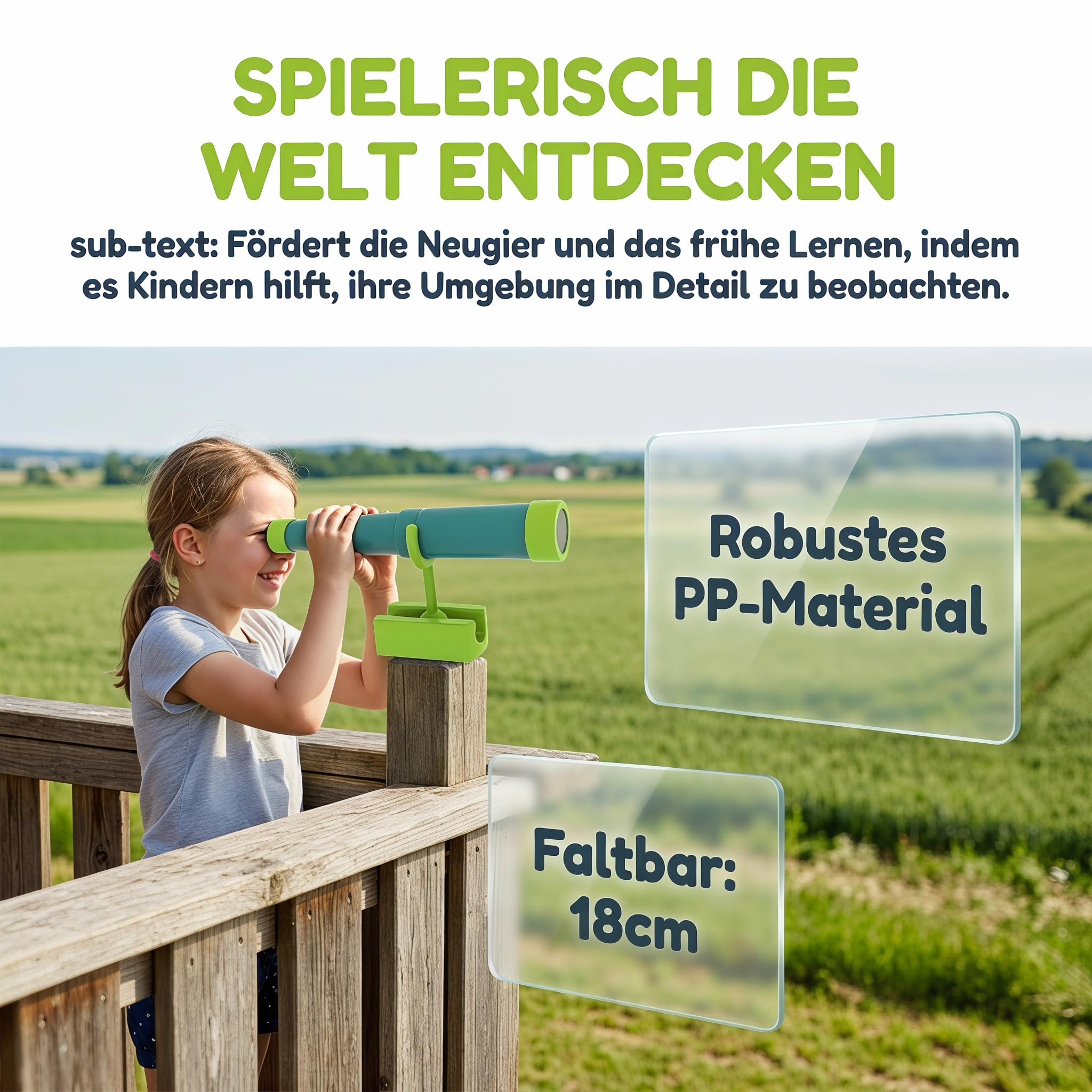 Harilla Piratenschiff-Teleskop für Spieltürme, Piraten-Fernrohr, Erkundungsspielzeug, Spielplatzzubehör, einziehbar für Kinderspielplätze, Piratenparty Accessoires, Grün