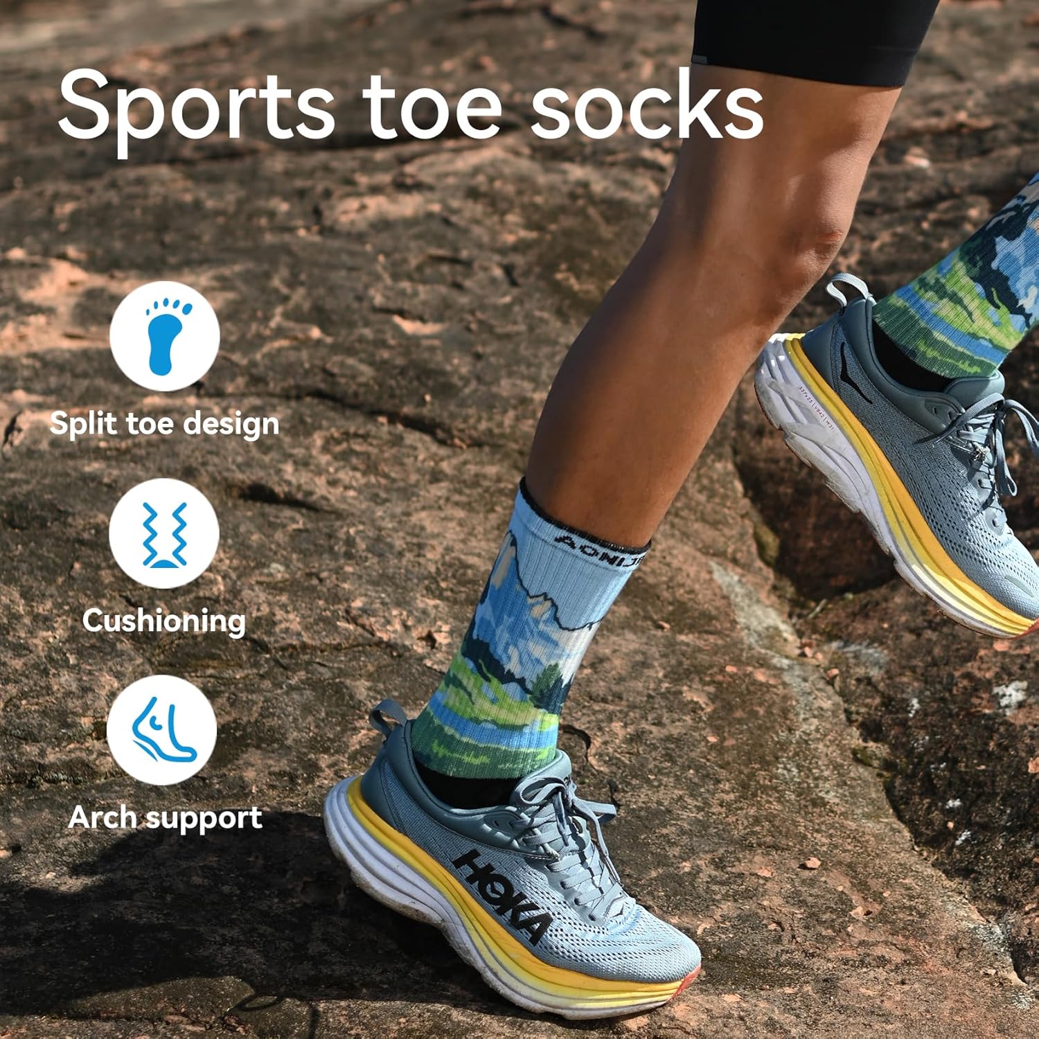 AONIJIE Toe Socks for Men and Women Athletic Hiking Coolmax Socks with toes - Soft Comfortable and Moisture Wicking - Image 7