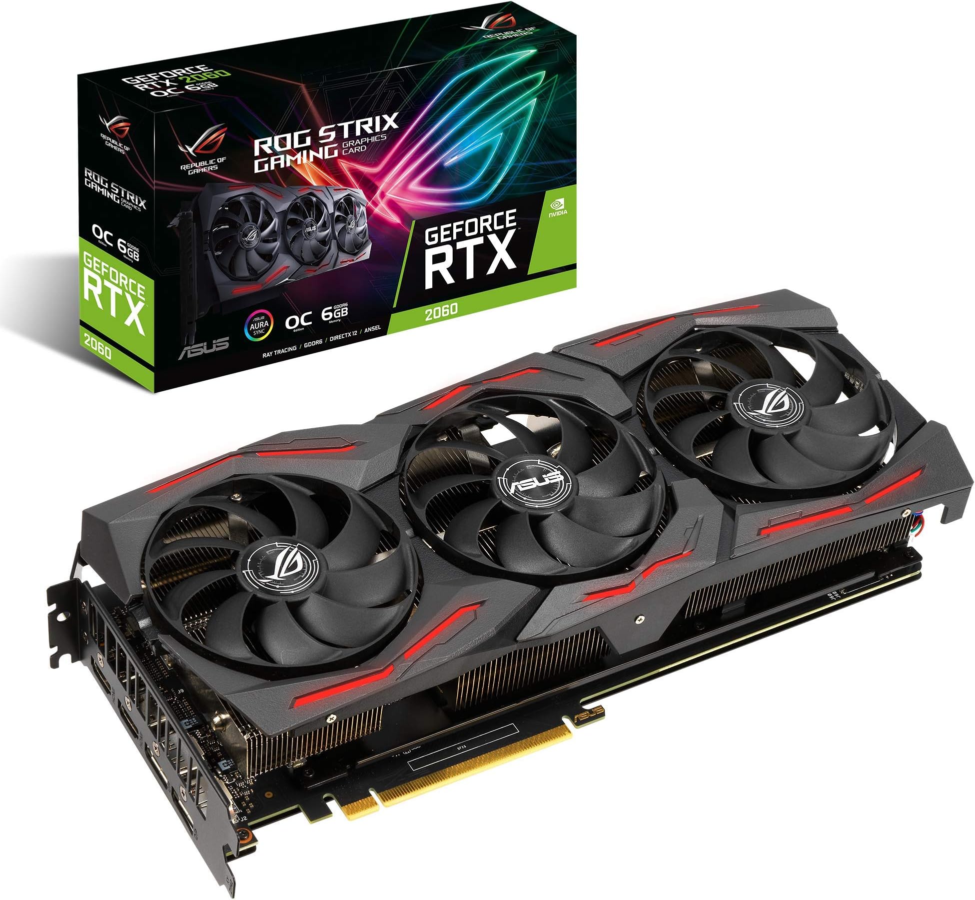 ASUS ROG Strix NVIDIA GeForce RTX 2060 EVO OC Edition Axial-tech Fan Design, MaxContact Technology, Auto-Extreme 6GB GDDR6 HDMI DisplayPort 1.4 Gaming Graphics Card (ROG-STRIX-RTX2060-O6G-EVO-GAMING)