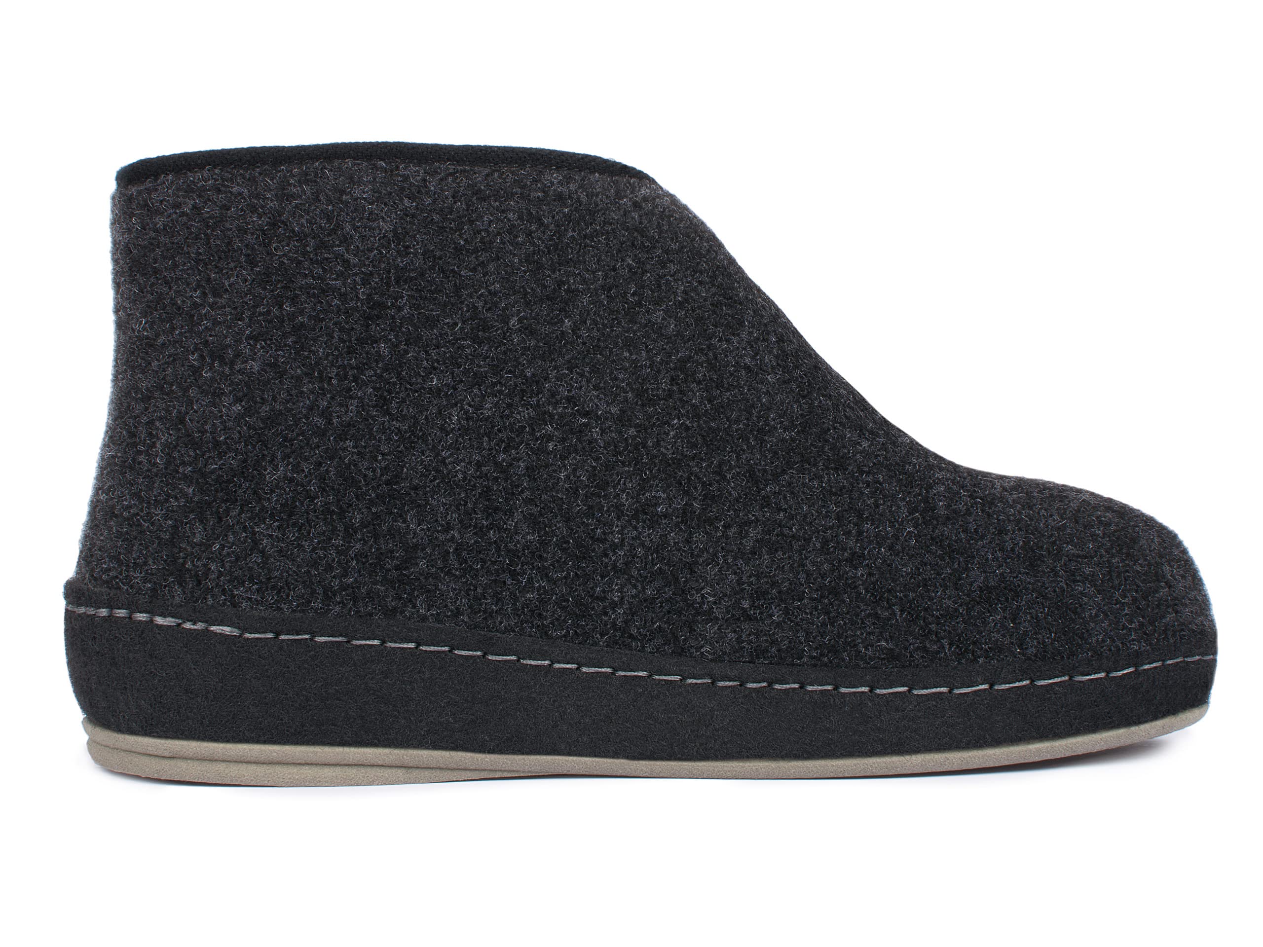 SCHAWOS Herren Gefütterter Filz Hausstiefel 6060, Warmer Winter Hausschuh Mit Schurwoll-Futter, Feste Rutschhemmende Sohle, Anatomisch Geformtes Fußbett, Großer Klettverschluss, Komfort Für Zuhause