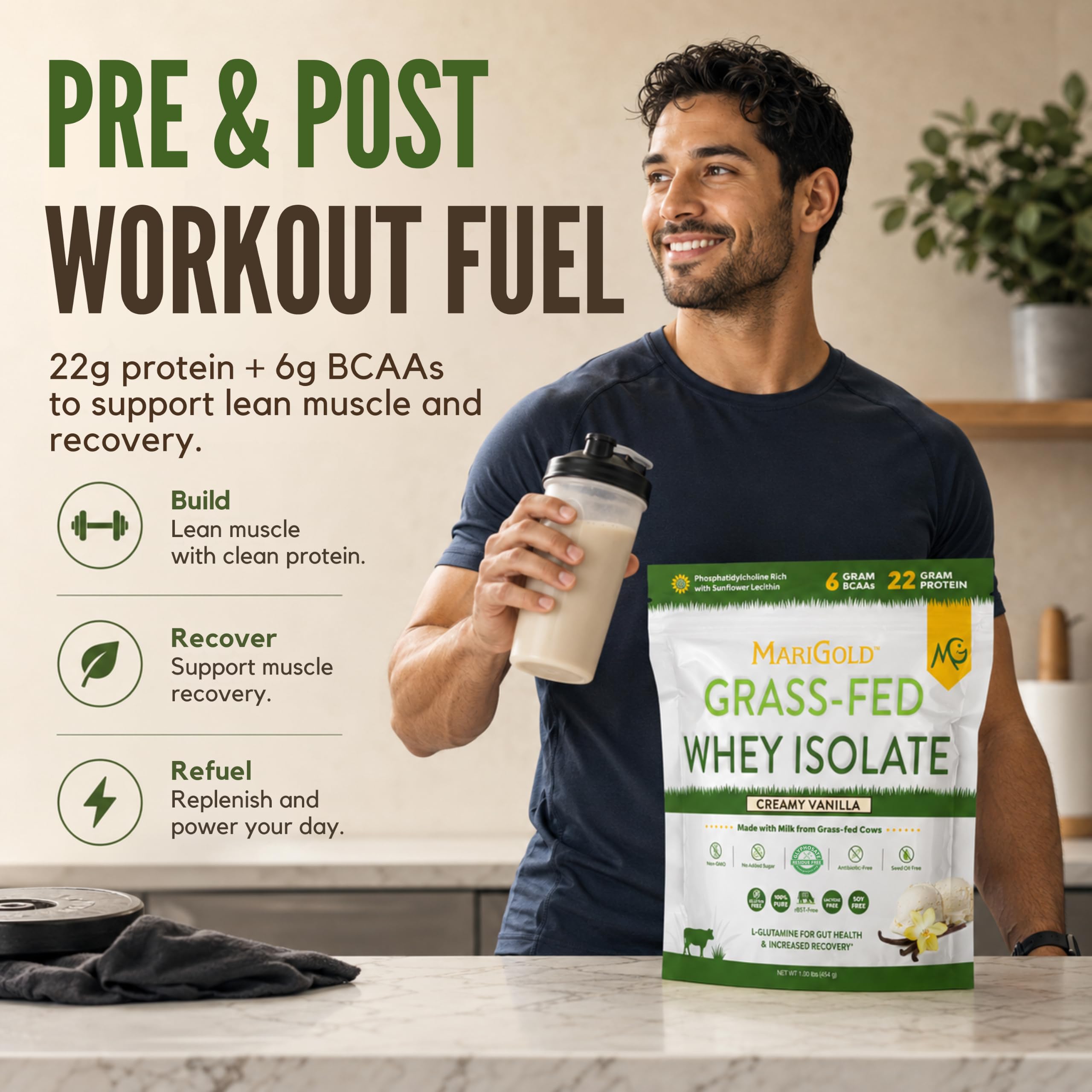 MariGold Grass-fed Whey Protein Isolate, Creamy Vanilla - 1lb Bag — Amazon image 5
