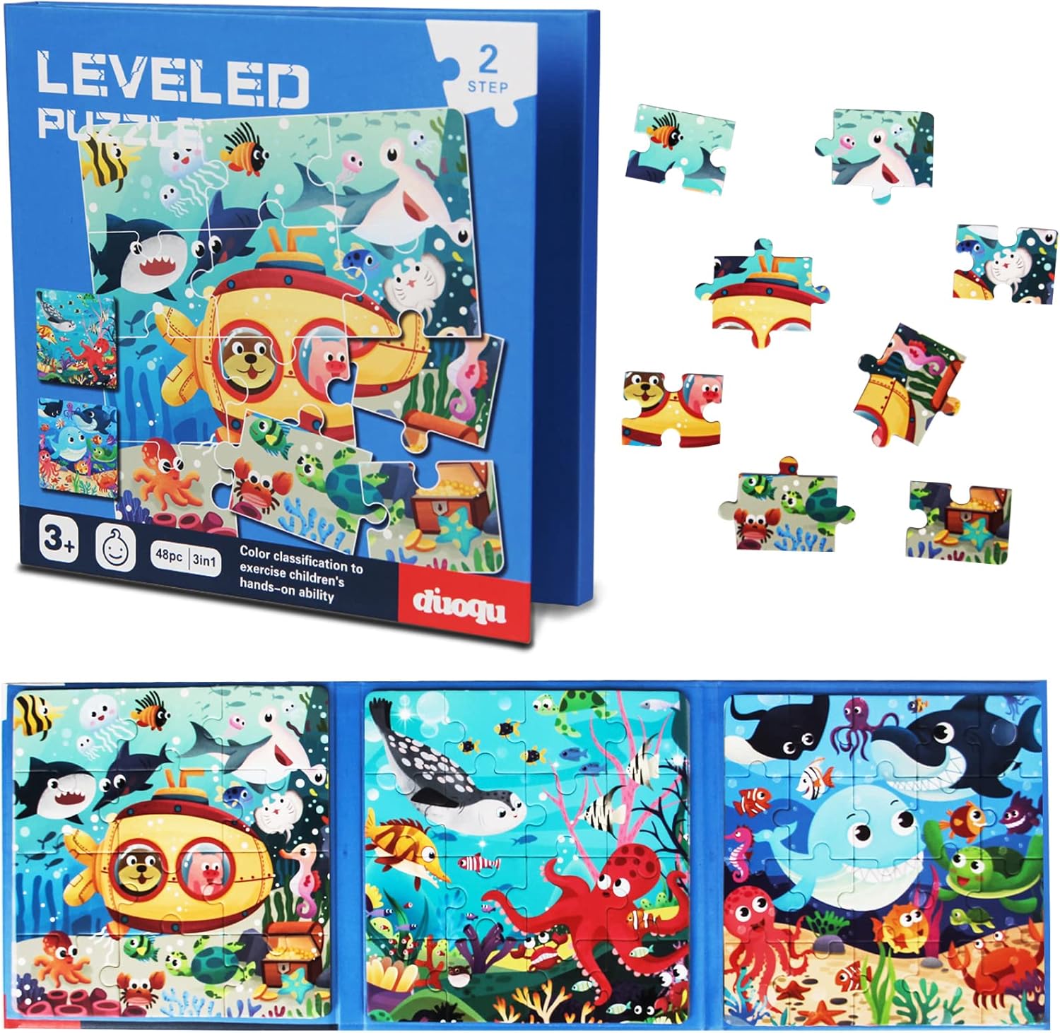 Puzzles for Kids Ages 35, Three 48 Pieces Ocean Wooden