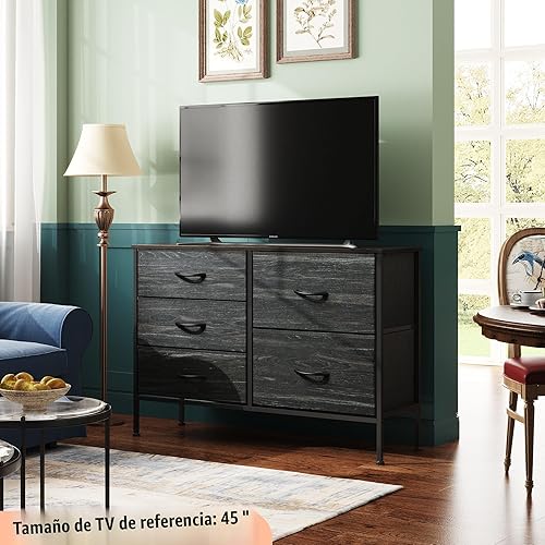 Miniatura 2 de WLIVE Cómoda para dormitorio con 5 cajones, cómodas anchas con organizadores de cajones, cómoda de cajones, cómoda de tela para sala de estar,