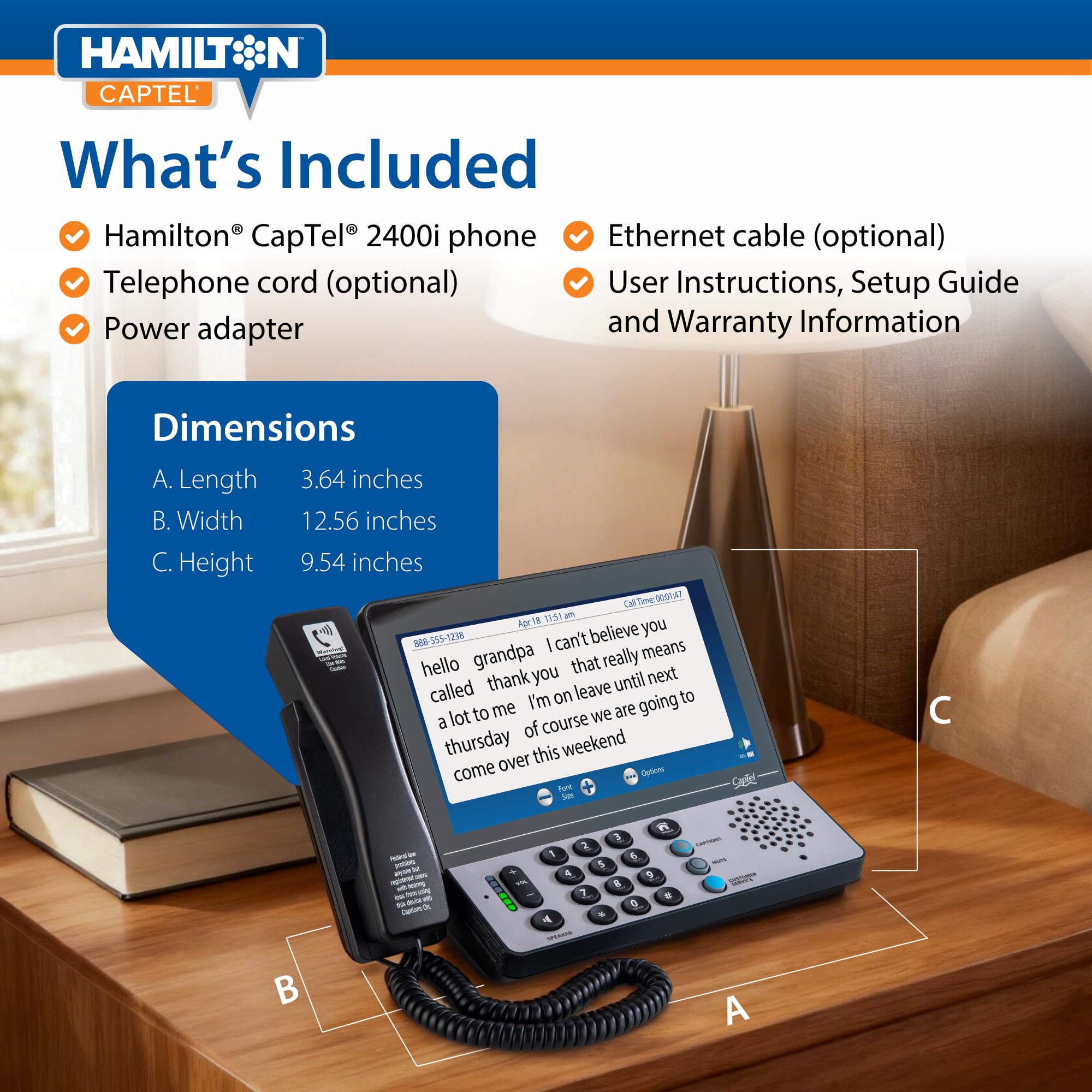 Hamilton CapTel 2400iSPNBT Large Touch Screen Captioned Telephone — Amazon image 5