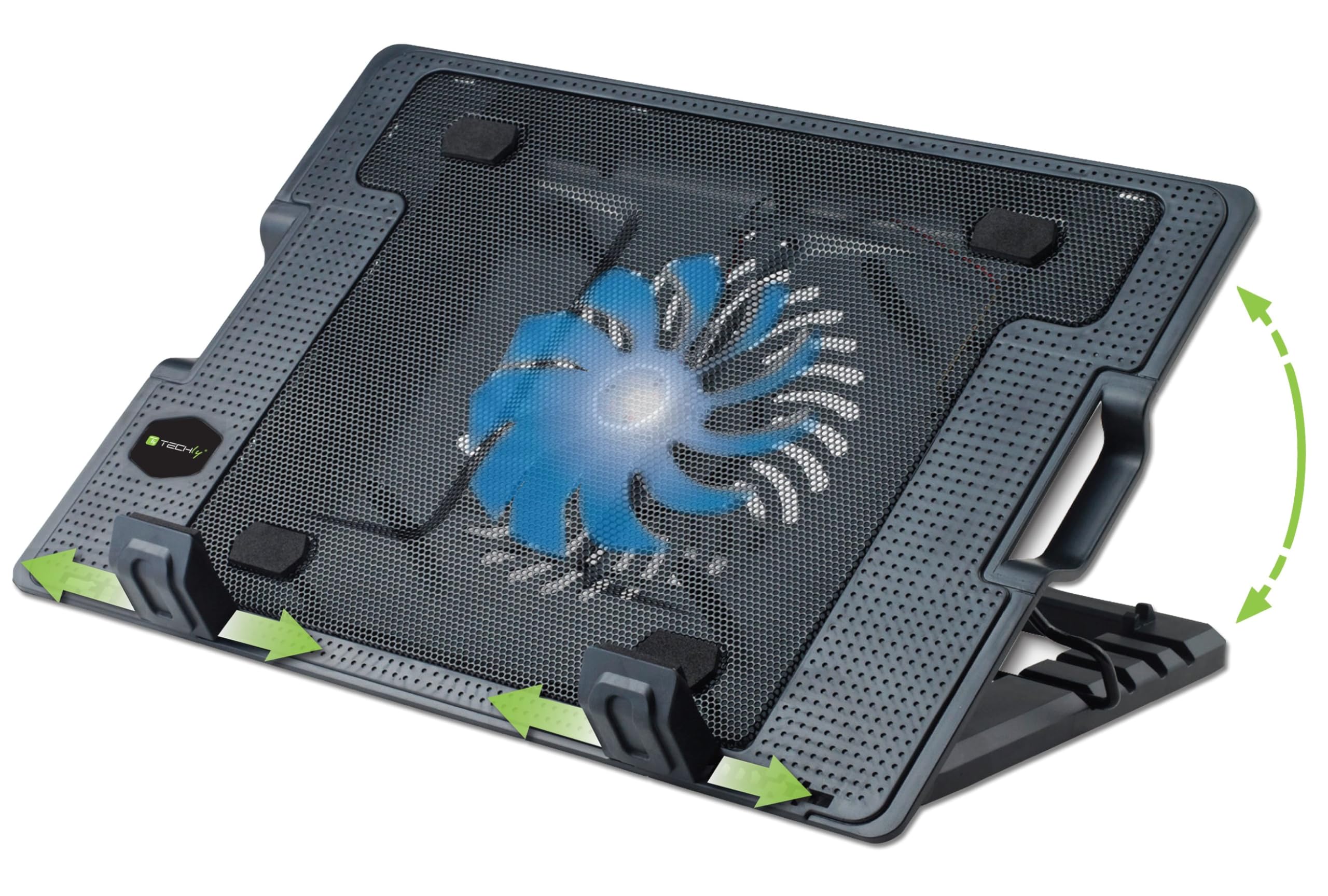 Techly 106244 Supporto per Notebook Fino a 17.3" con Sistema di Raffreddamento Nero