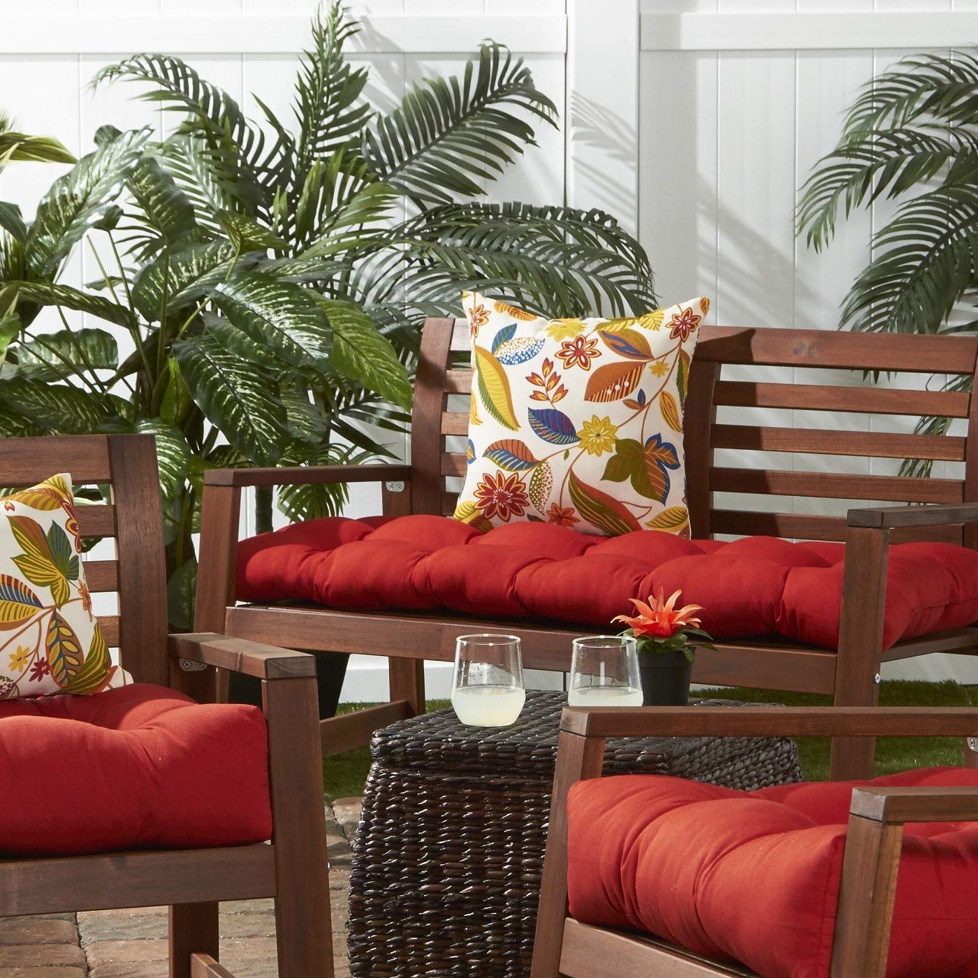 Amazon Com Greendale Home Fashions 51 Inch Indoor Outdoor Bench Cushion Salsa Patio Furniture Cushions Garden Outdoor