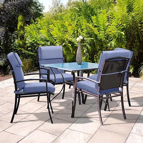 Miniatura 3 de BPS Juego de 4 cojines para sillas mecedoras para exteriores, de 20 x 20 pulgadas, resistentes a la decoloración y al agua, con funda extraíble y