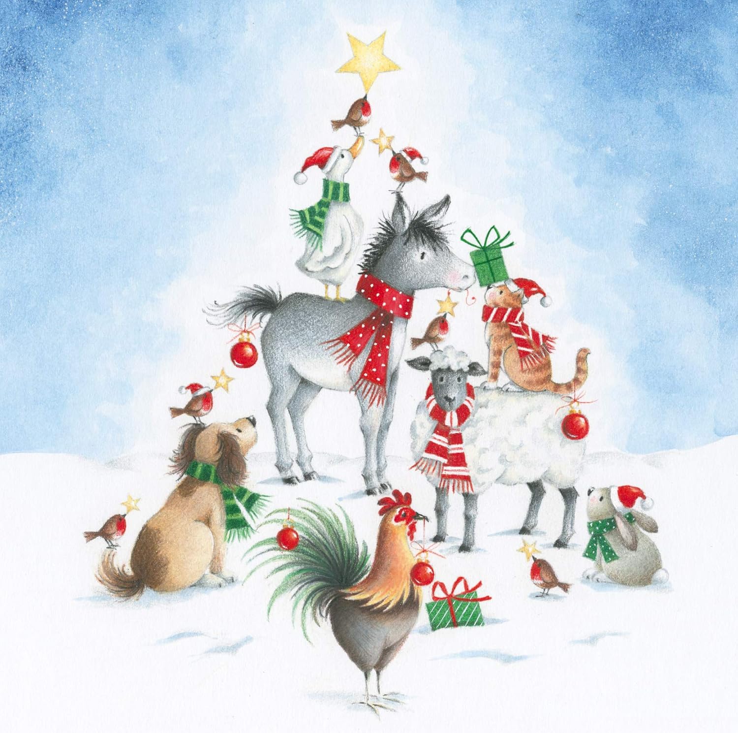 Pack of 6 Charity Christmas Cards (PHCHPT0037) Farmyard Friends