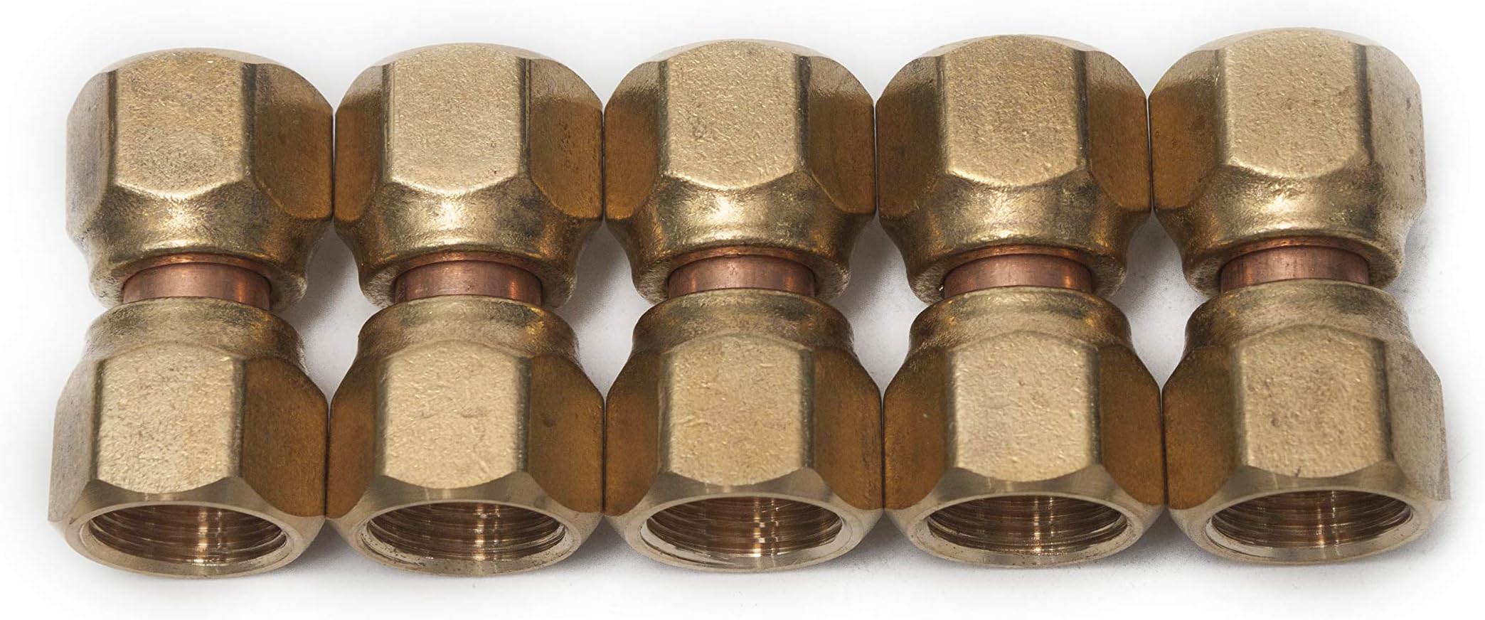 Brass 5/8" OD Flare Forged Swivel Nut Union,Brass Flare Tube Fitting(Pack of 5)