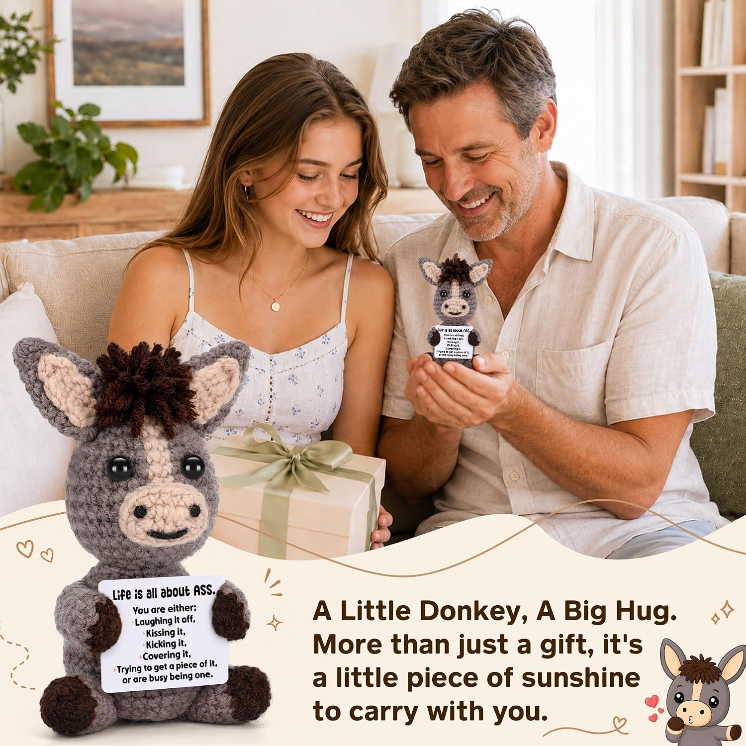 Funny Crochet Donkey Gift Sarcastic Encouragement Gifts for Women Coworker image 3