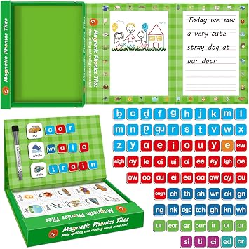Aizweb Phonics Magnetic Letters Tiles,Phonics Games Hooked on Phonics,Learn to Read Spelling Phonemic Awareness Speech Therapy Manipulative Preschool Pre k Classroom Materials