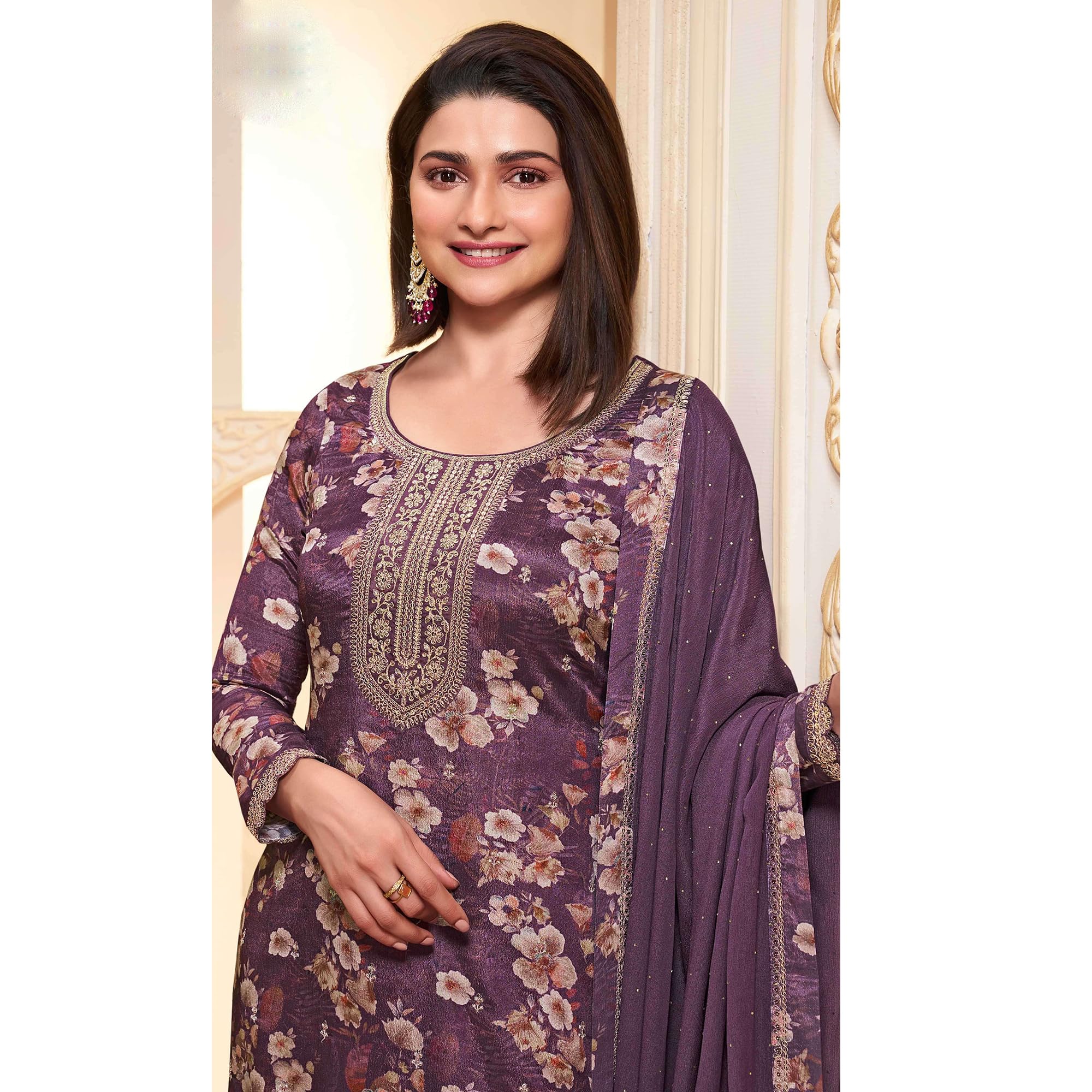 Pantaloni tradizionali da indossare abiti indiani pakistani cuciti Salwar Kameez, Viola, 34
