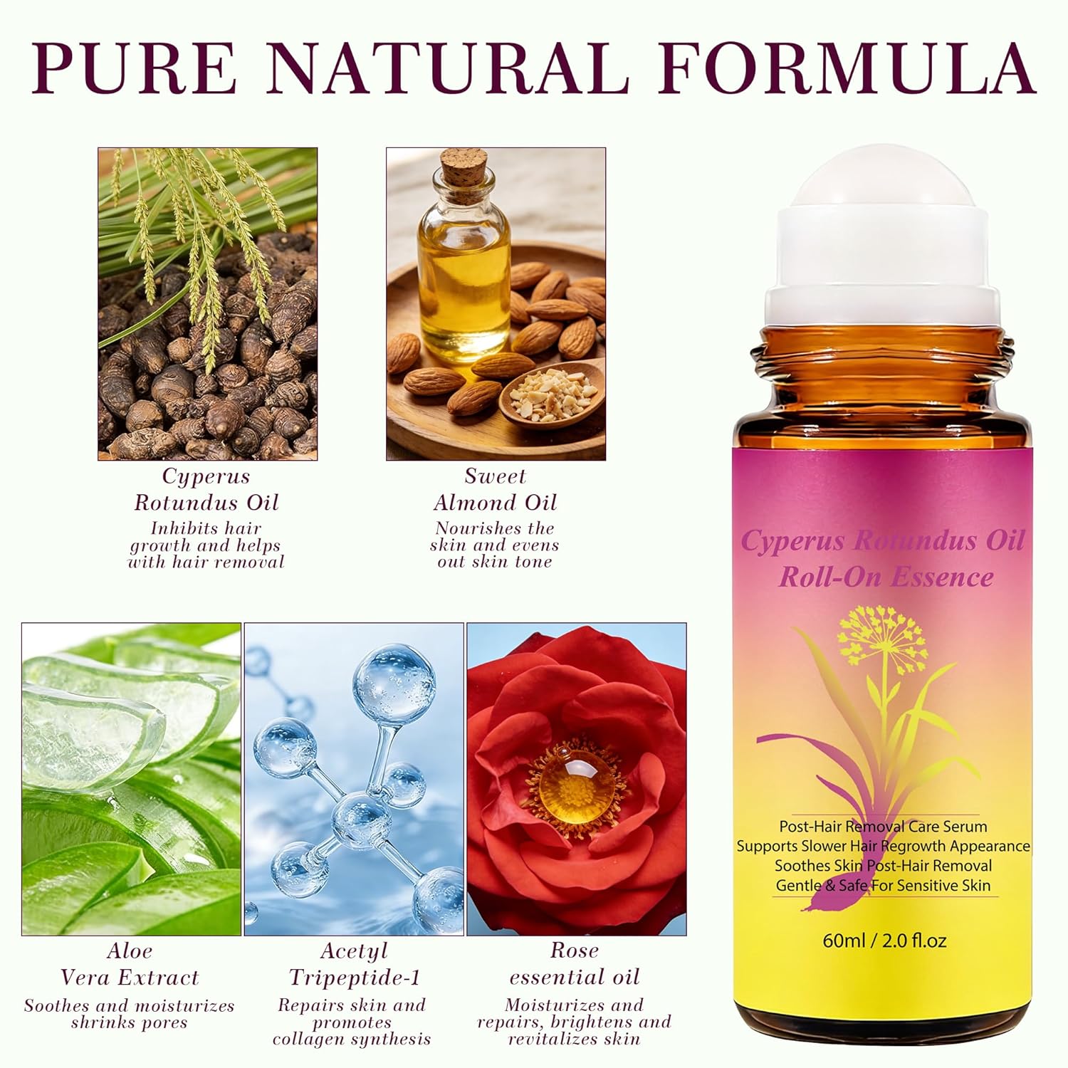 Cyperus Rotundus Oil, Natural Cyprus Cypress Rotundus Oil for Hair Removal, Reduces... - Image 2