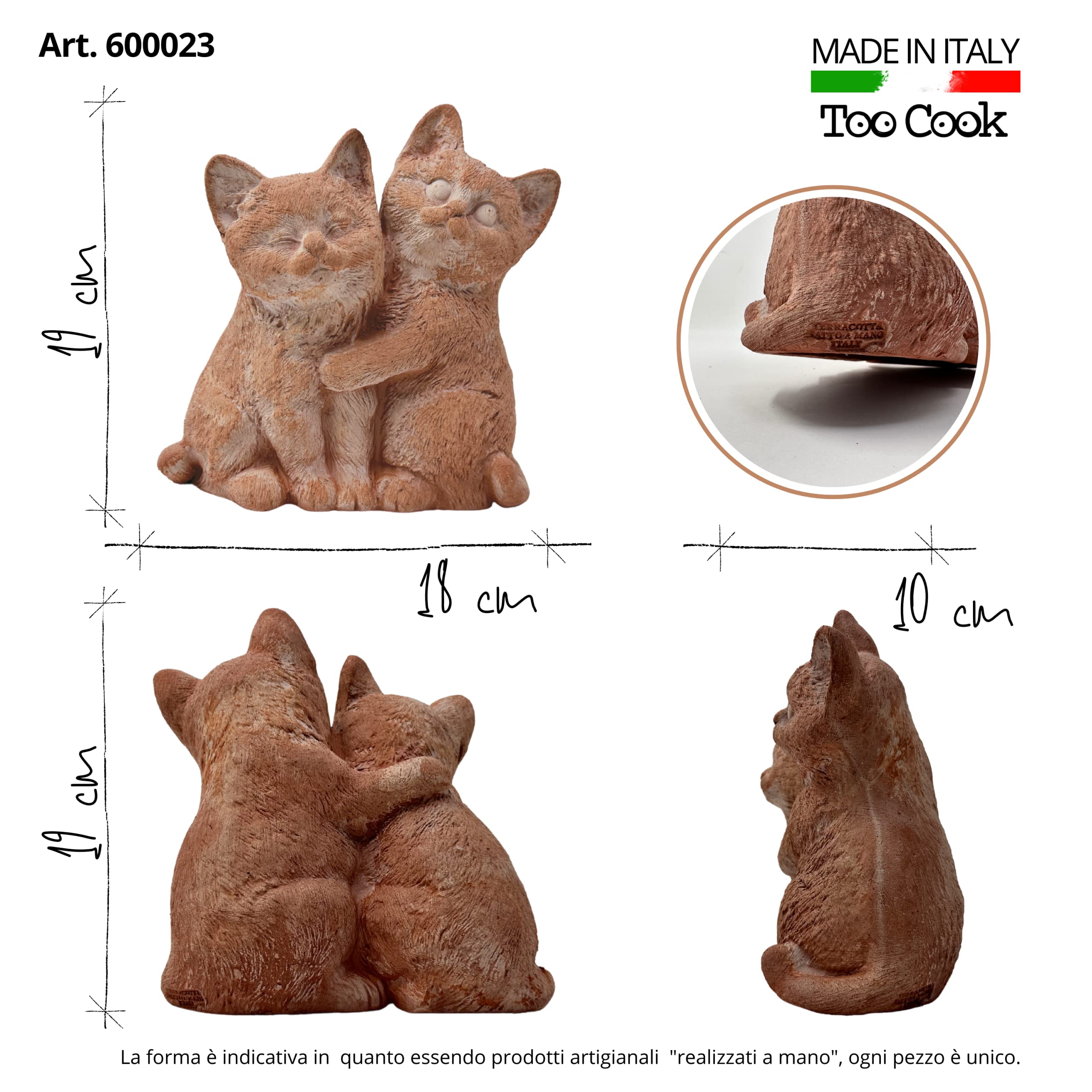 Statua Gatto Addormentato In Terracotta Per Giardino - Fatto A Mano In Italia, Resistente Al Gelo