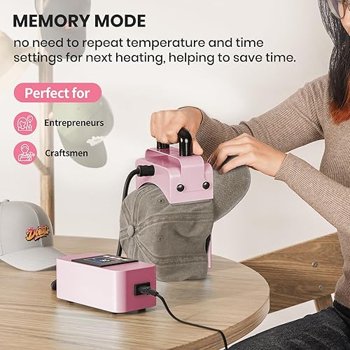 Miniatura 4 de Prensa de sombreros, máquina de prensa de calor para tapas con elemento calefactor curvado de 3.15 x 5.5 pulgadas y placa de silicona, sin arrugas,