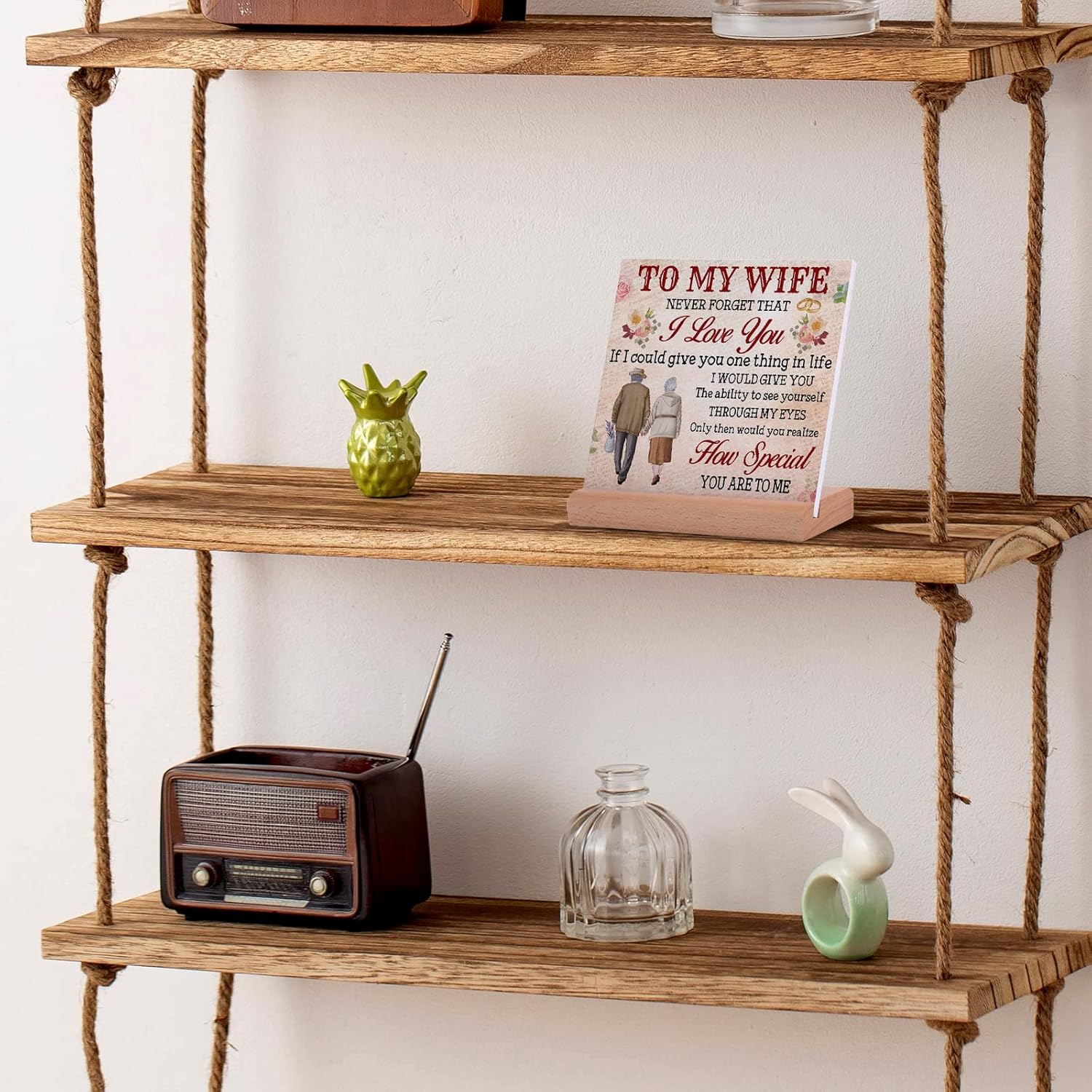 Birthday Card for Wife, Birthday Gifts for Wife, Wife Birthday Card, Unique Card With Wooden Base, Mothers Day Birthday Anniversary Valentine's Day Cards from Husband - Image 4