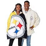 FOCO NFL Pittsburgh Steelers Unisex Reversible Oversized Sherpa Hoodie Sweatshirt Colorblock , One Size