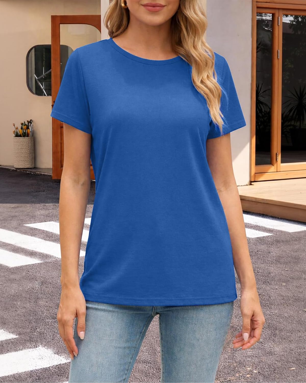 Women's Short Shirts Round Neck Quick Dry Summer Tops Loose Fit