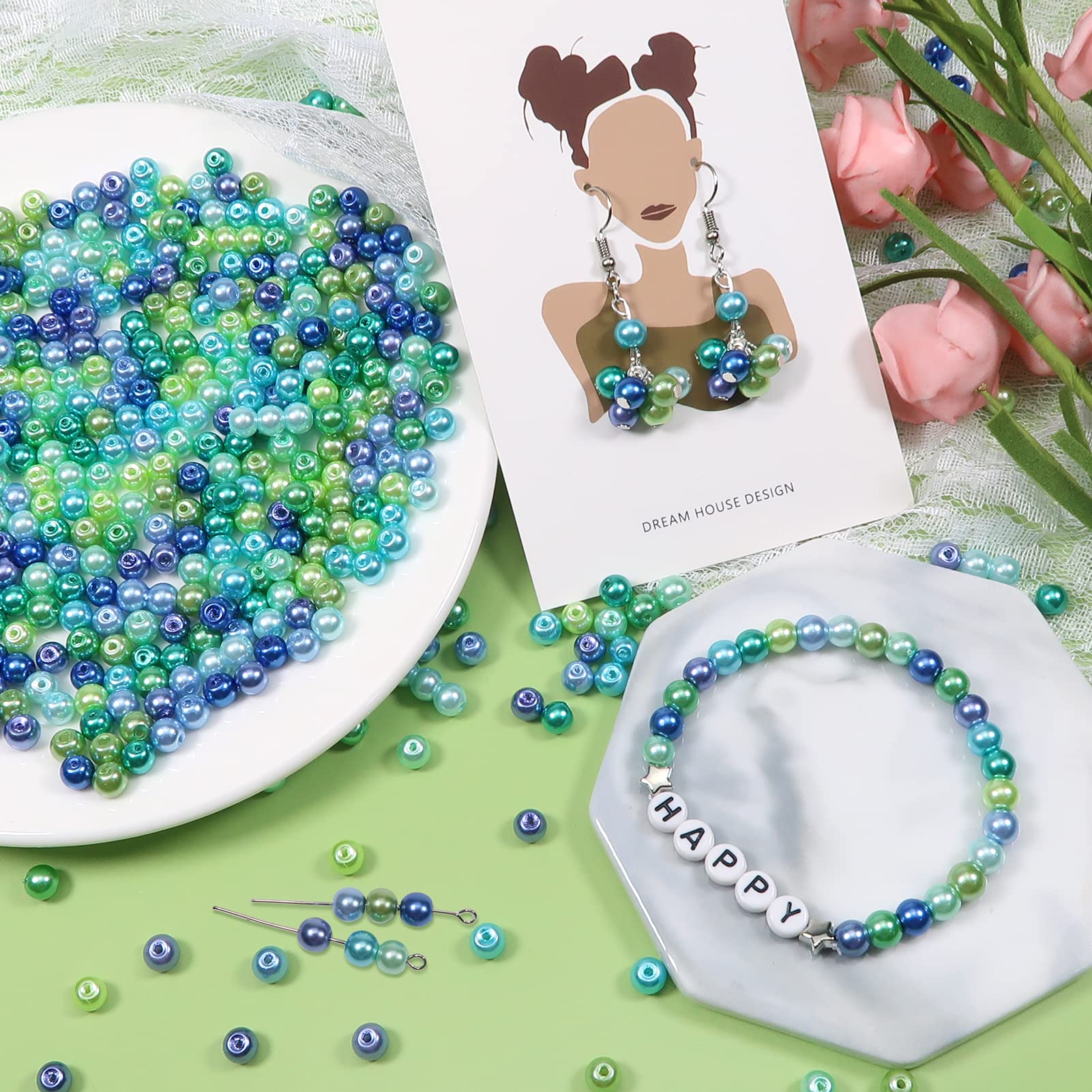 Artibetter 20 Perle Rotonde In Vetro Fluorescente 10mm – Grandi Fori, Colori Misti, Per Creazioni Fai Da Te E Gioielli - 3