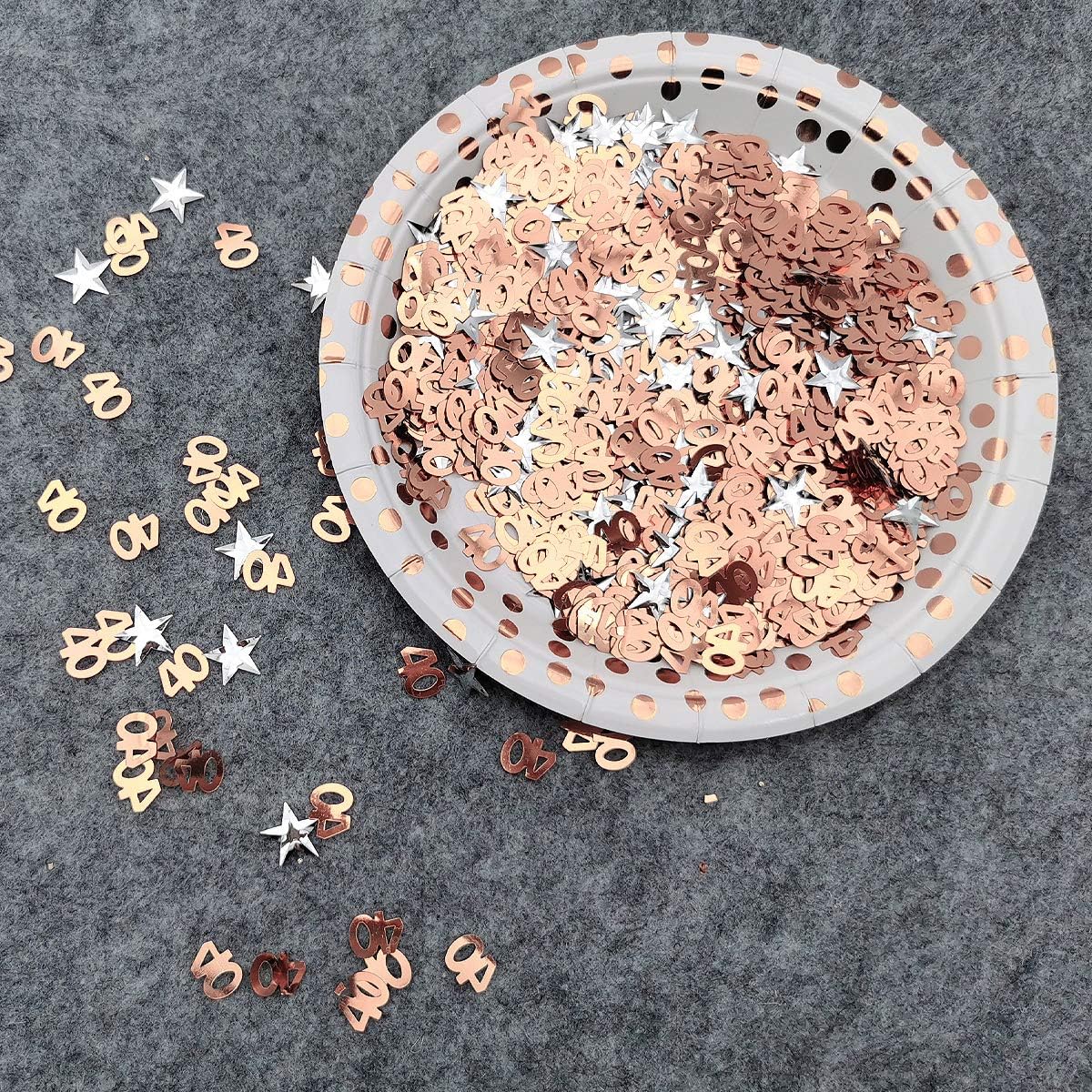 iZoeL 40th Birthday Rose Gold Table Confetti (1200pcs) - Star Sequin for Party Wedding Anniversary Table Decoration - Image 3