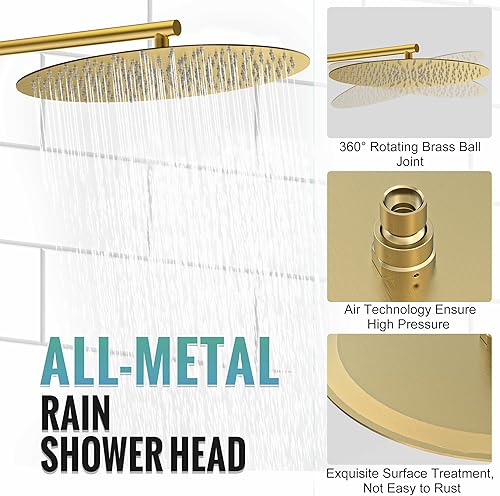 Miniatura 3 de SR SUN RISE Sistema de ducha de cuerpo completo, juego de grifo de ducha de lluvia de 16 pulgadas con sistema de cabezal de ducha de lluvia de mano