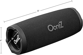 OontZ Cylinder Bluetooth Speaker, up to 100 unobstructed FT Bluetooth Range, IPX7 Waterproof, 15 hrs Playtime, Black