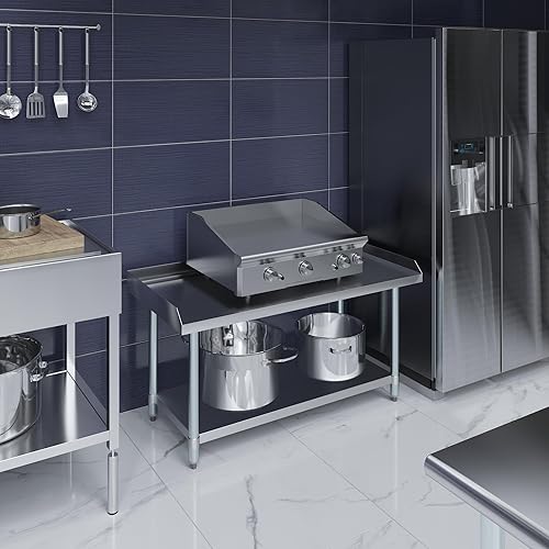 Miniatura 6 de AmGood Soporte de acero inoxidable de 24 x 48 pulgadas | Altura: 24 pulgadas | Mesa de parrilla comercial resistente