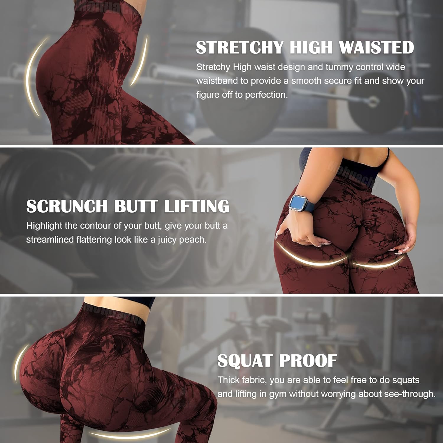 MOHUACHI Women Scrunch Butt Lifting Leggings for Women Seamless High Waisted Workout Yoga Pants Gym Booty Tights