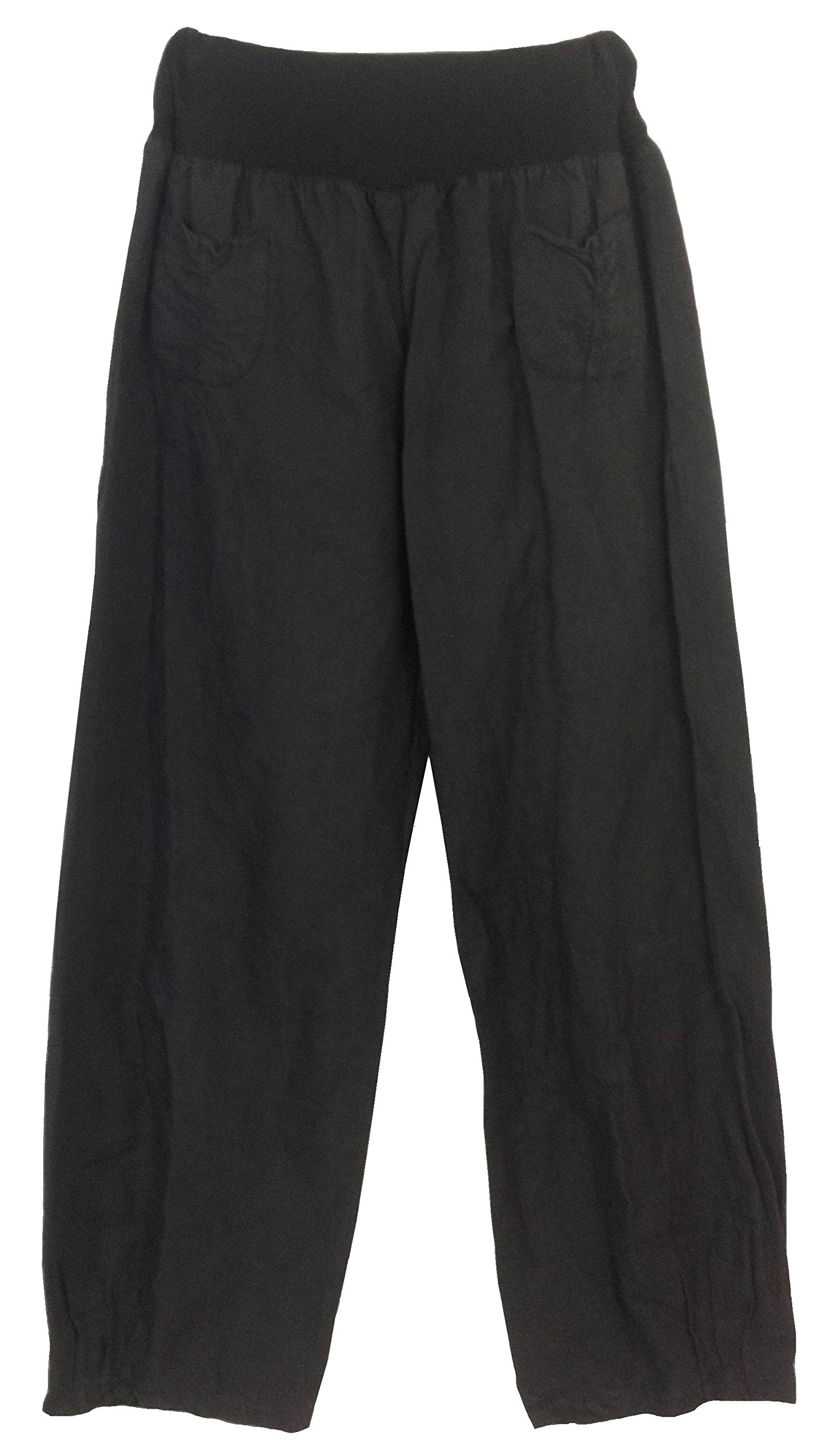Womens Linen Trousers with elastic waistband. Made in Italy